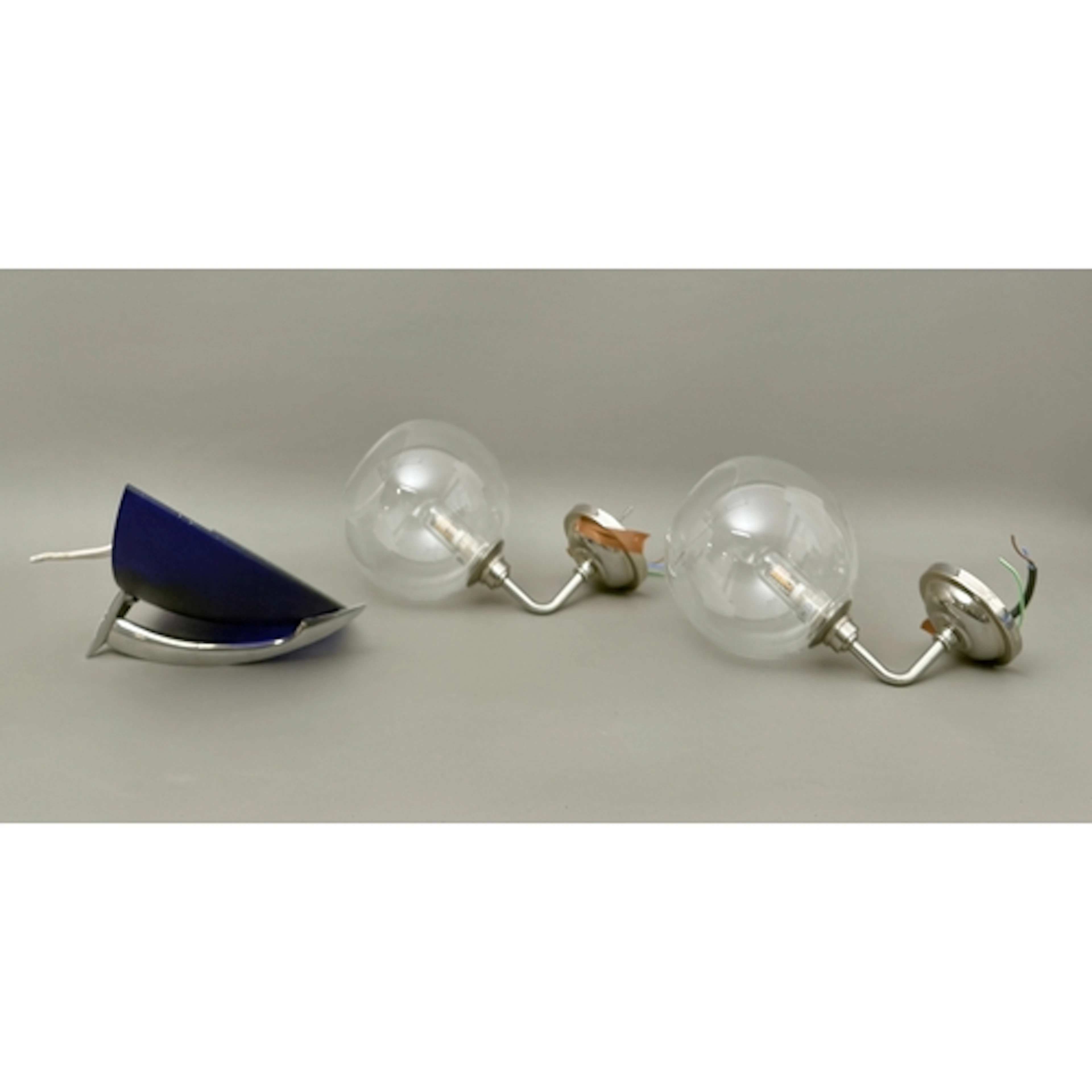 A pair of contemporary Fritz Fryer wall lights - nickel with...
