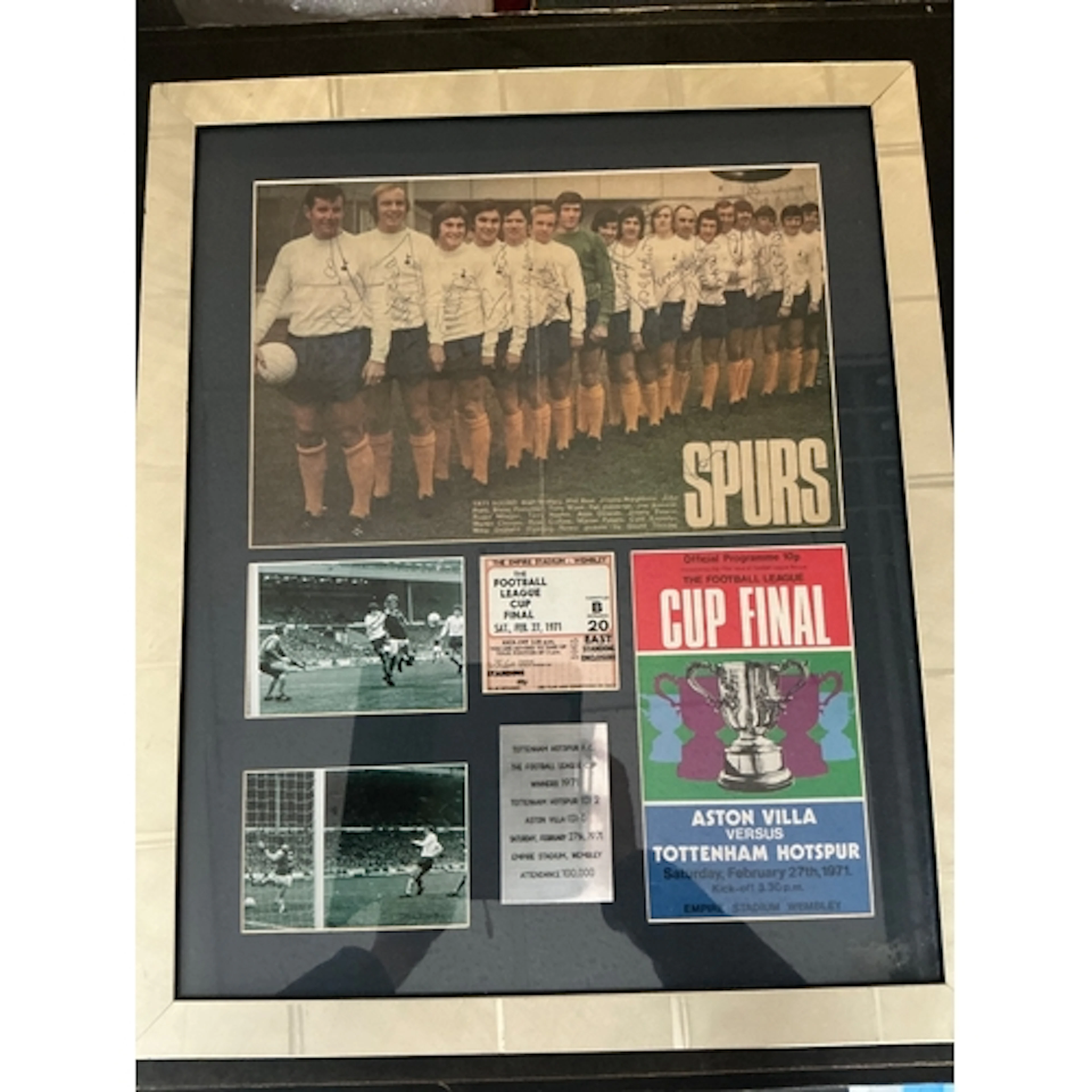 Tottenham 1971 League Cup Final Signed Framed Display: Doubl...