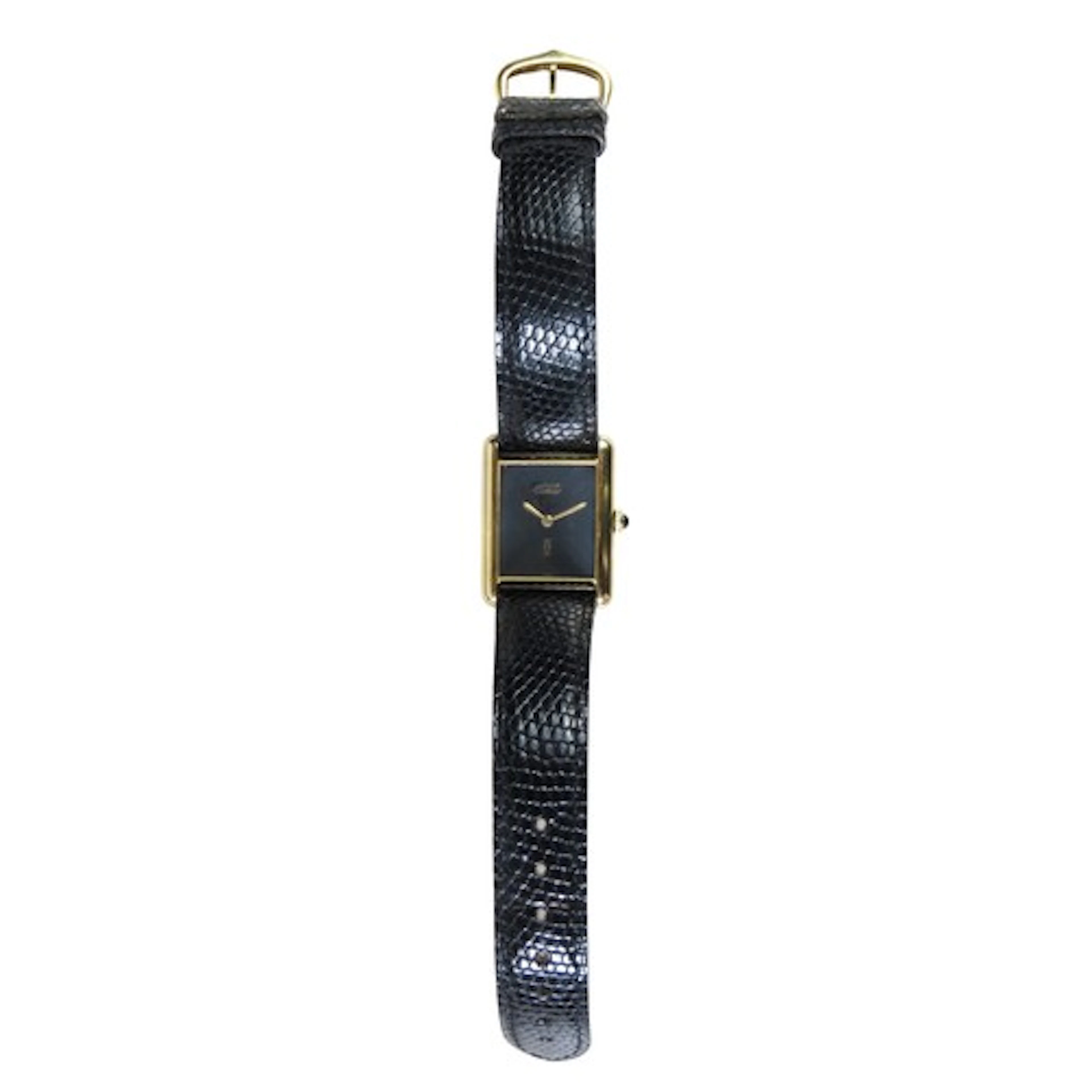 A CARTIER MUST DE GOLD PLATED SILVER WRIST WATCH TANK, CIRCA...