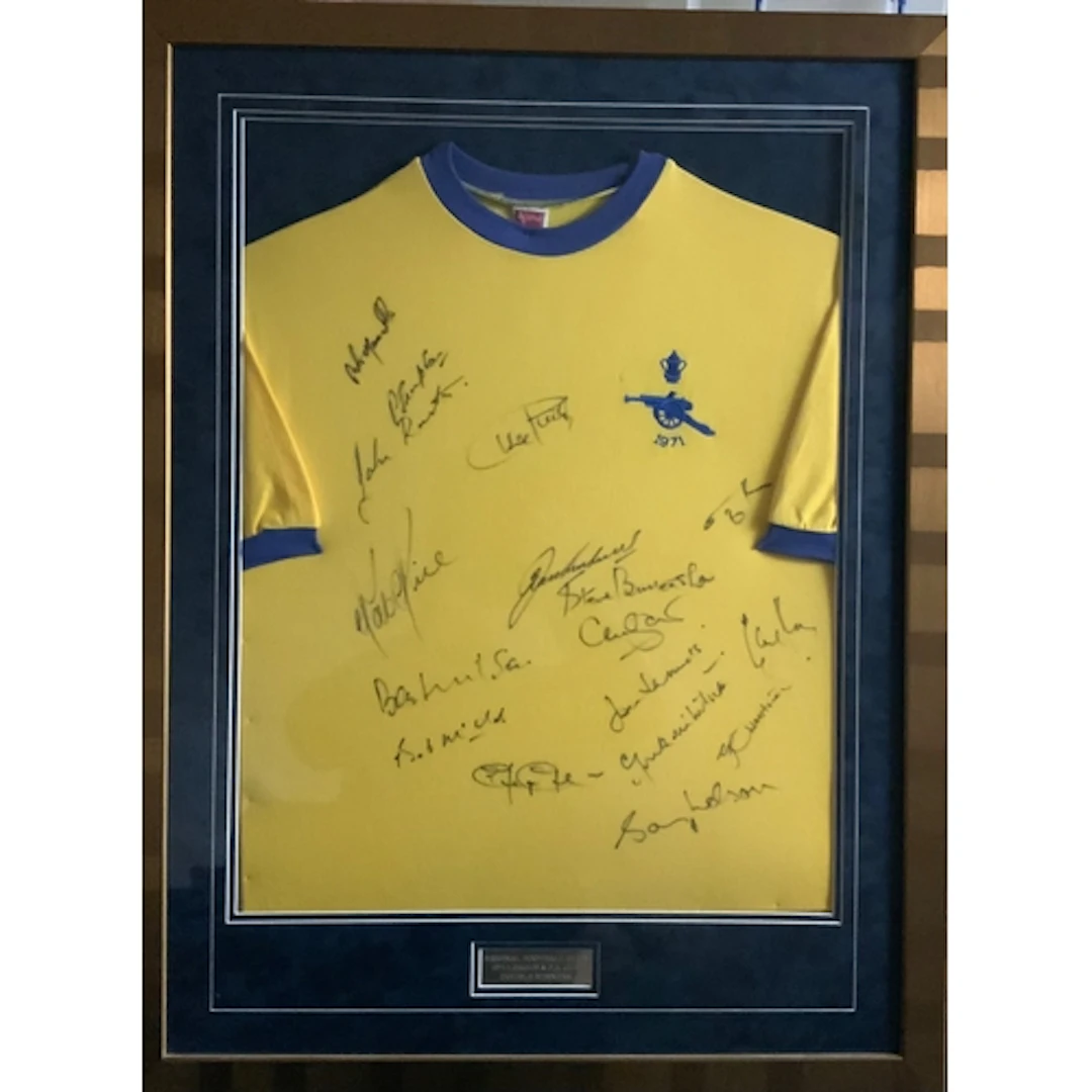 Arsenal 70/71 Double Winners Signed Framed Football Shirt: S...