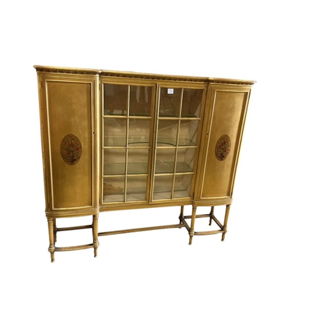 A giltwood and painted cabinet, width 152cm, depth 38cm, hei...