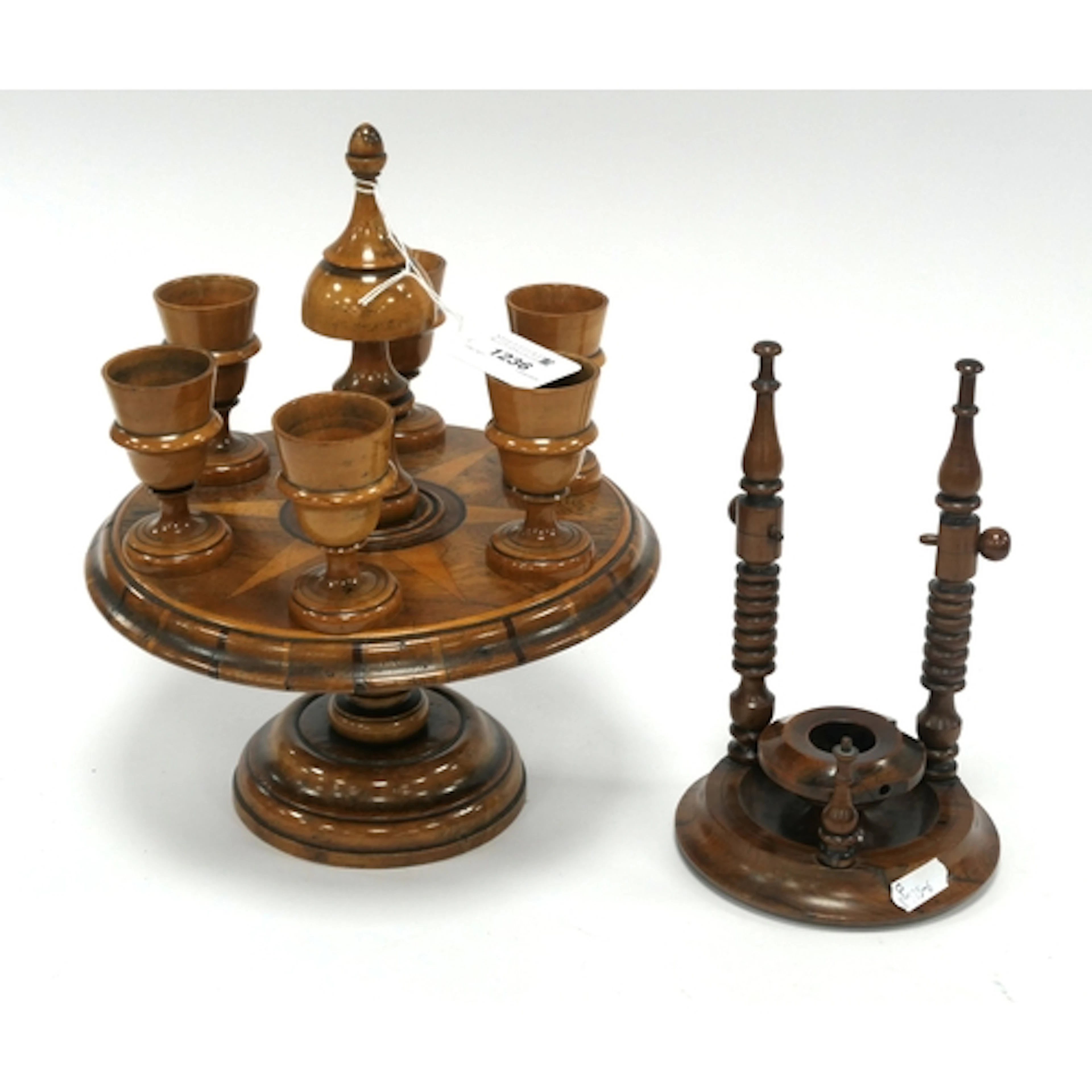Treen - A Mid XIX Century Wooden Egg Cup Stand, inlaid with ...