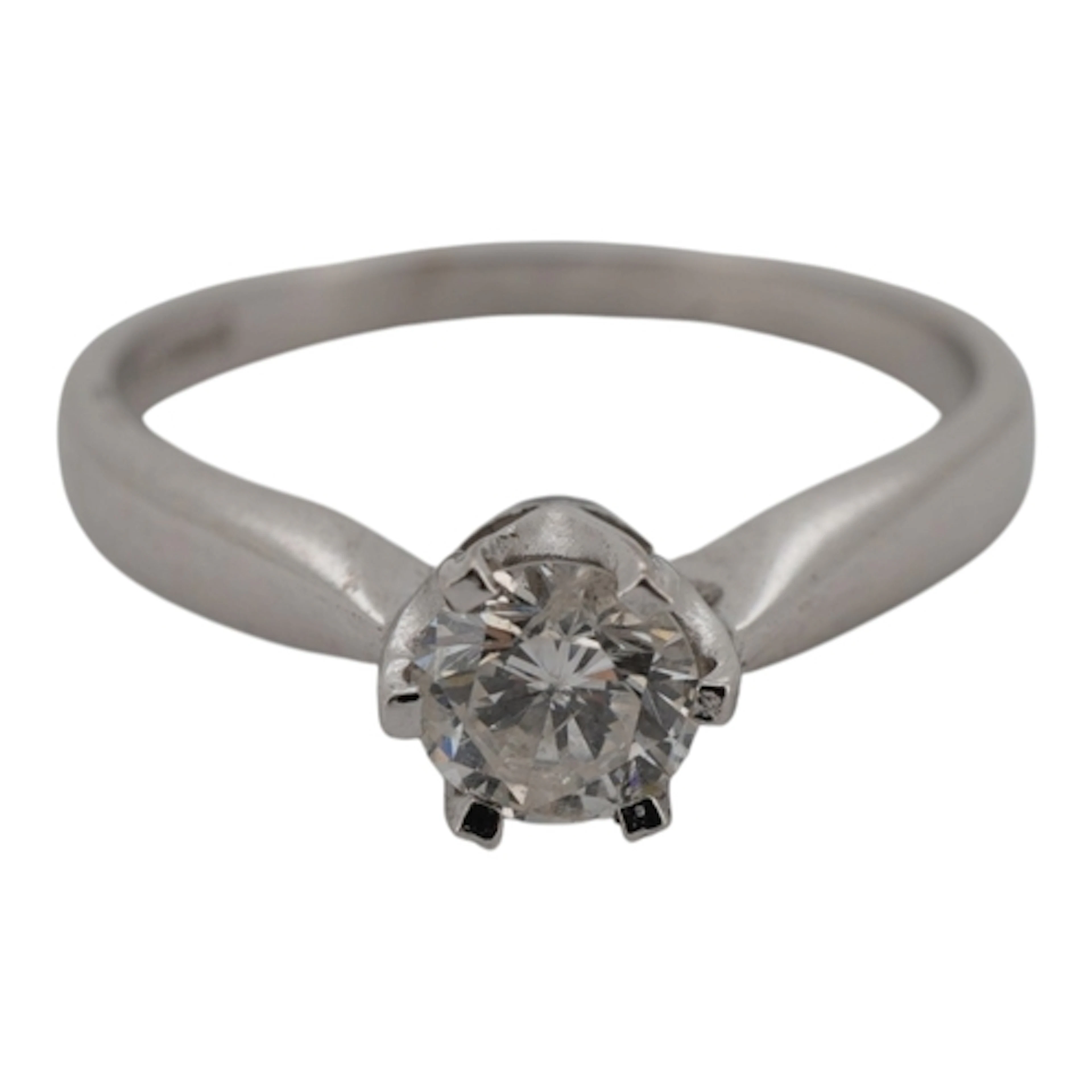 A diamond solitaire ring, claw-set with a brilliant-cut diam...