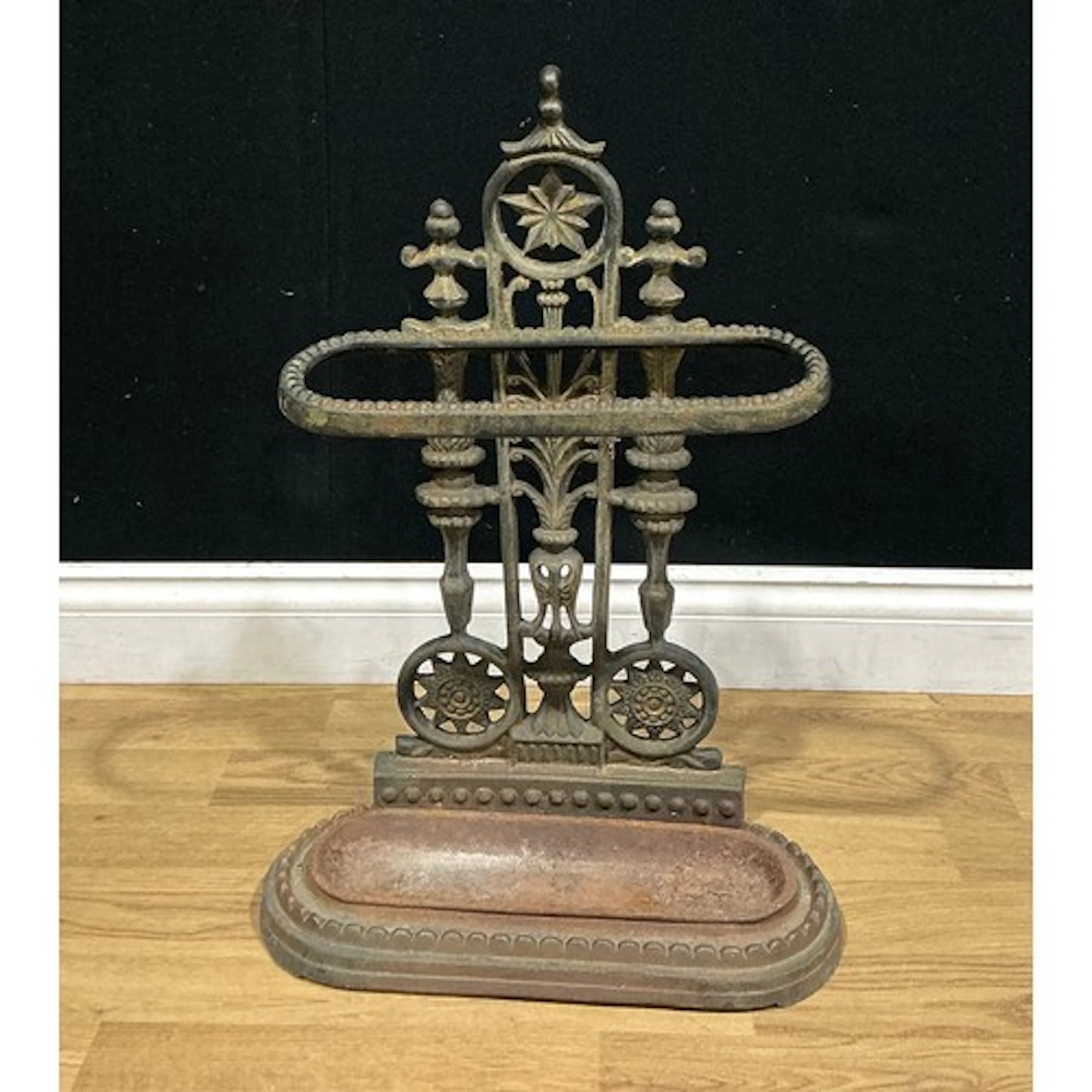 An Aesthetic Movement style cast iron umbrella or walking st...
