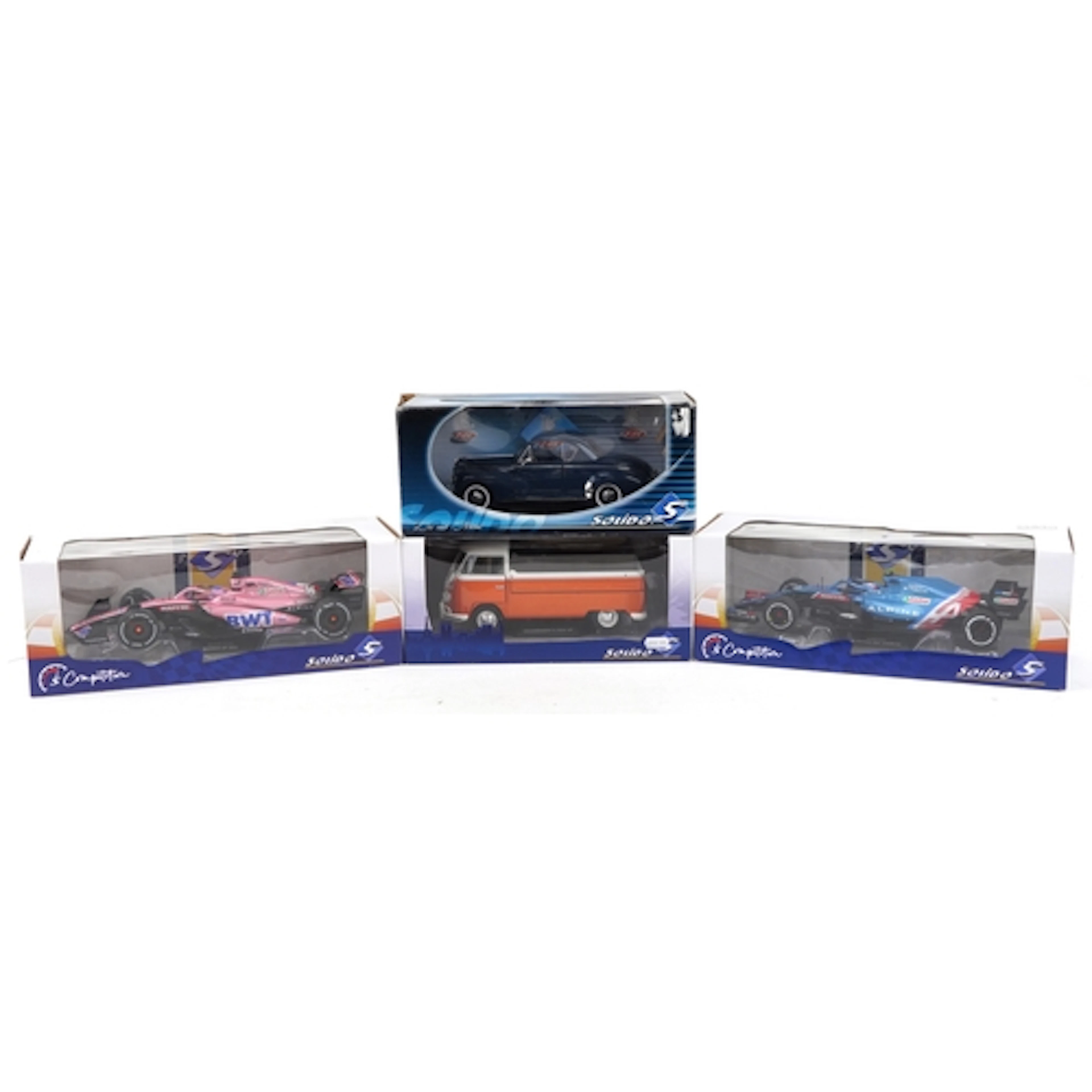 Four Solido 1:18 scale diecast model vehicles with boxes inc...
