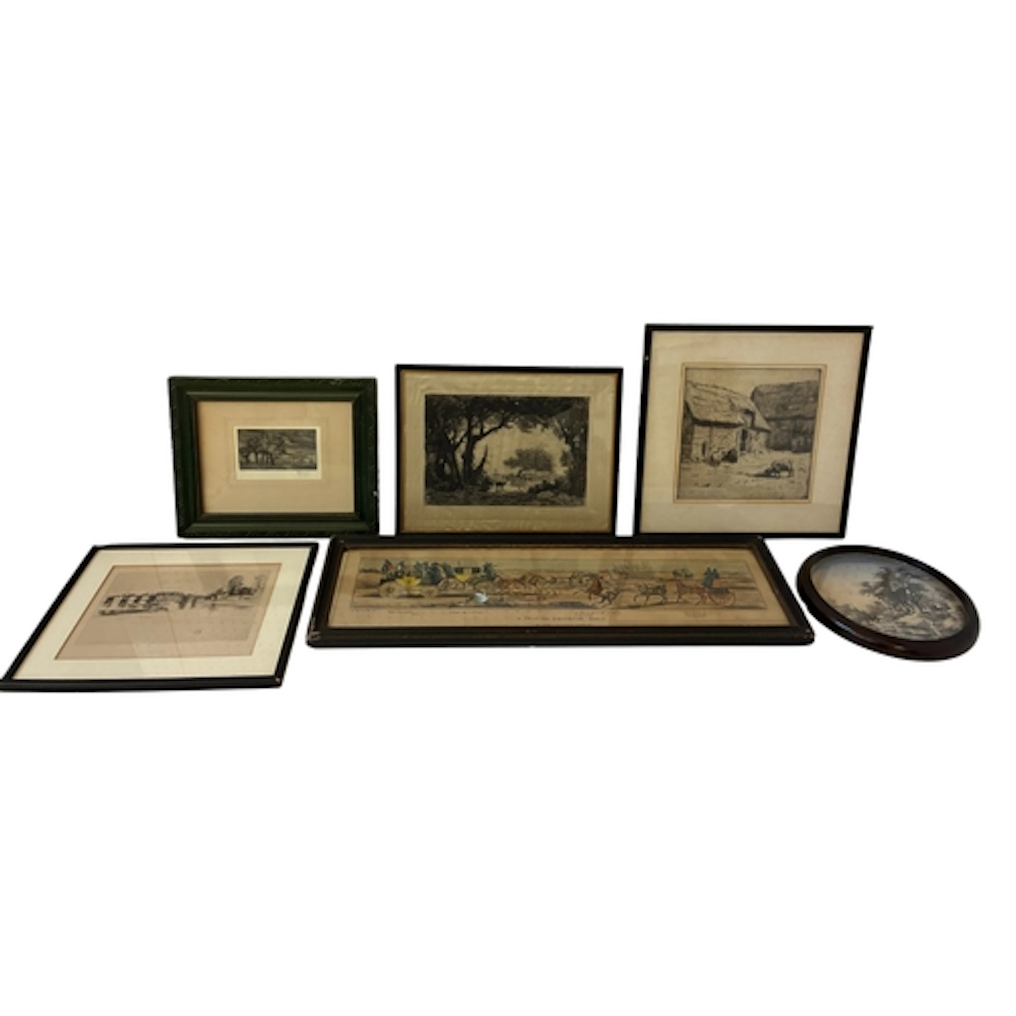 Six 19th-20th century prints: H. [M/C]oulson - etching of tr...