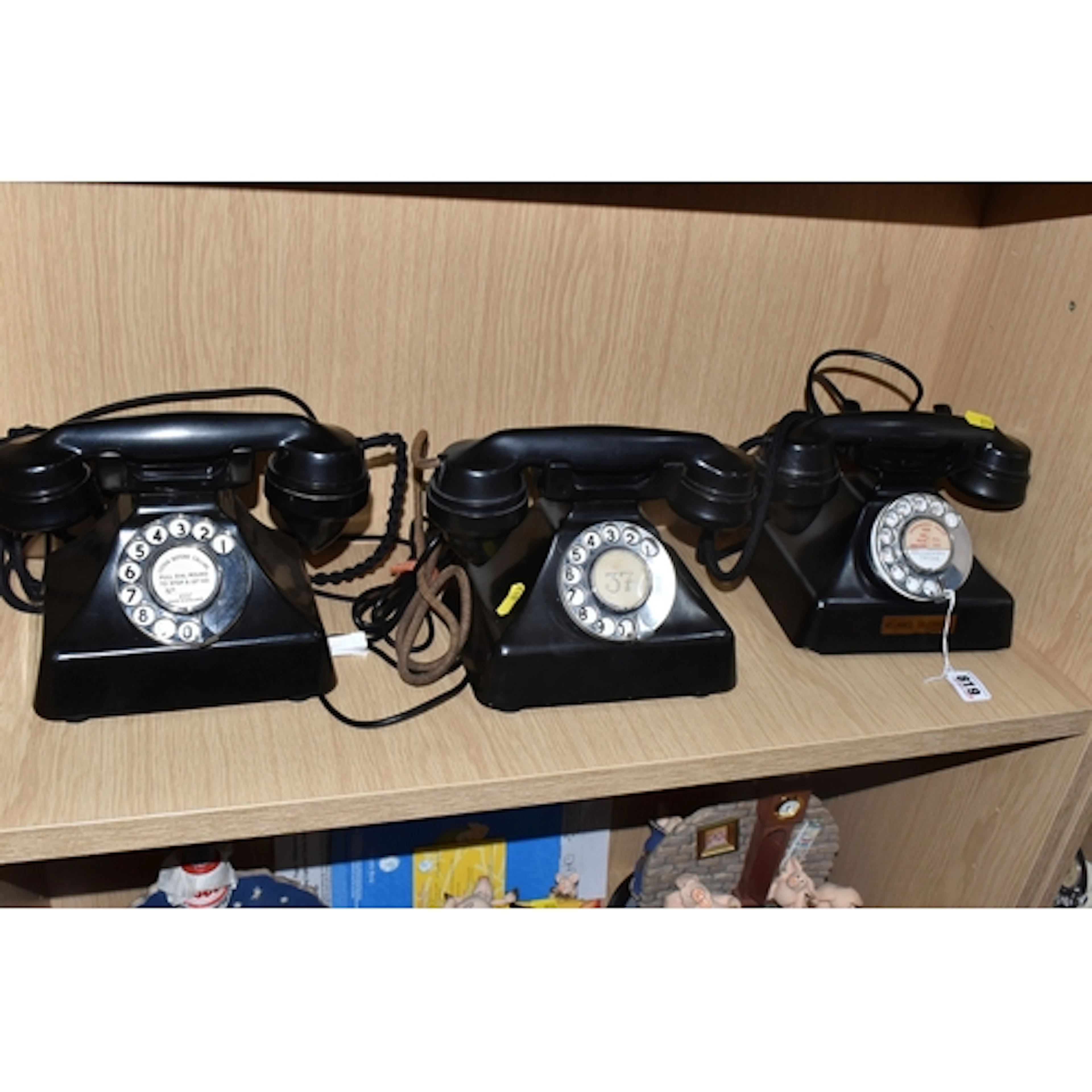 THREE BLACK GEC BAKELITE 'GECOPHONE' TELEPHONES all with rot...