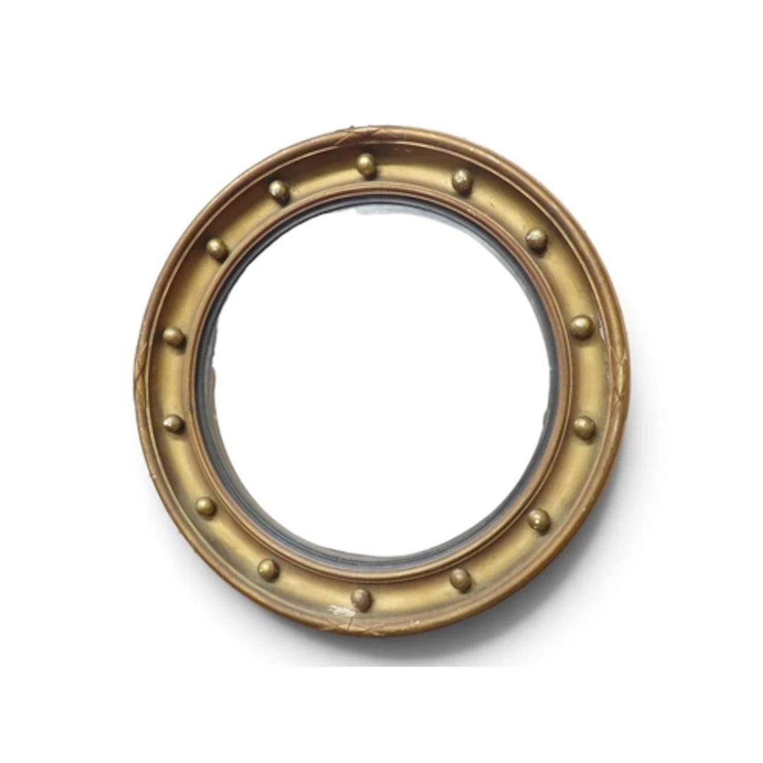 A 20th century gilt framed circular convex wall mirror with ...