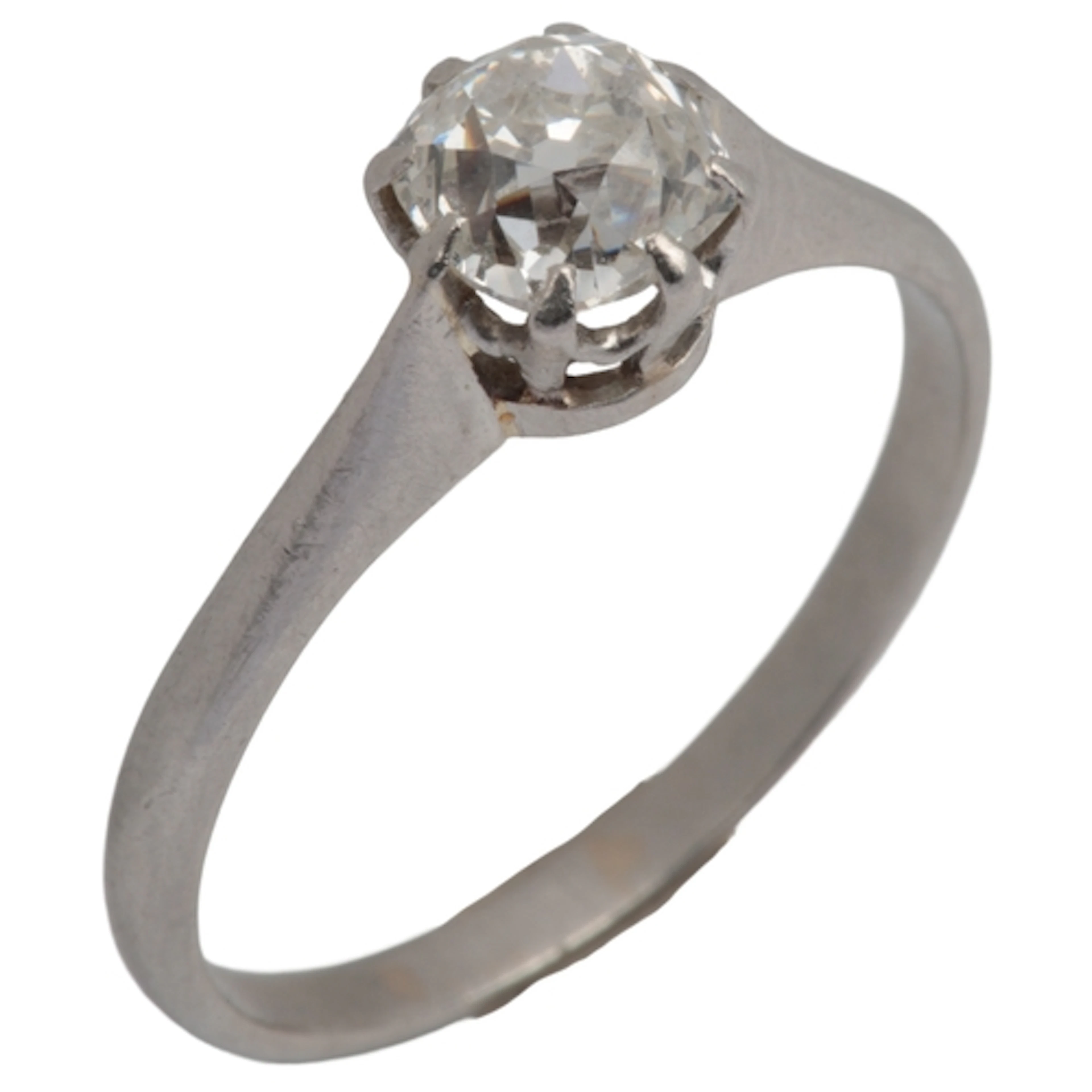 A diamond solitaire ring, early 20th century, claw-set with ...
