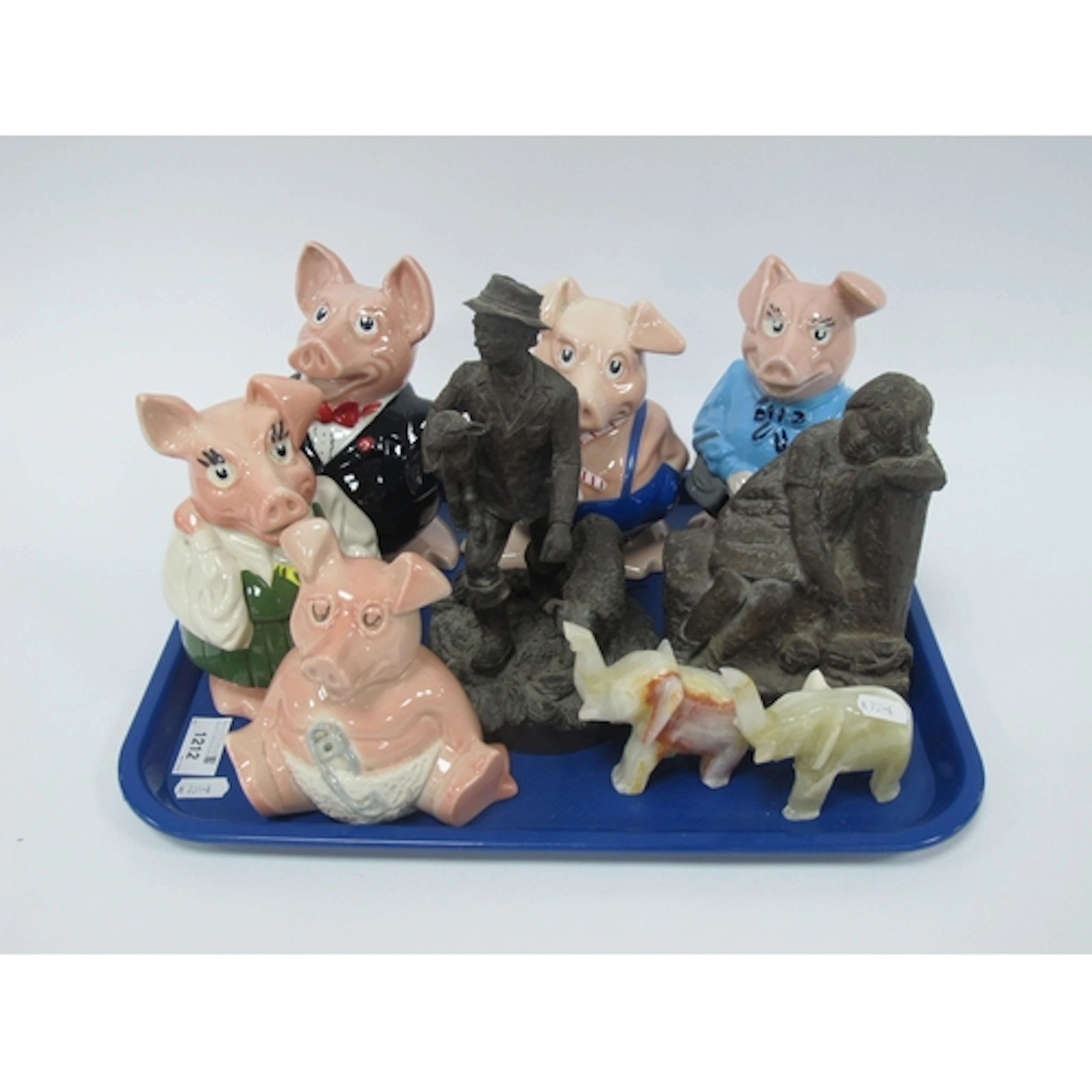 Figures, including Karin Jonzen Heredities signed bronzed re...