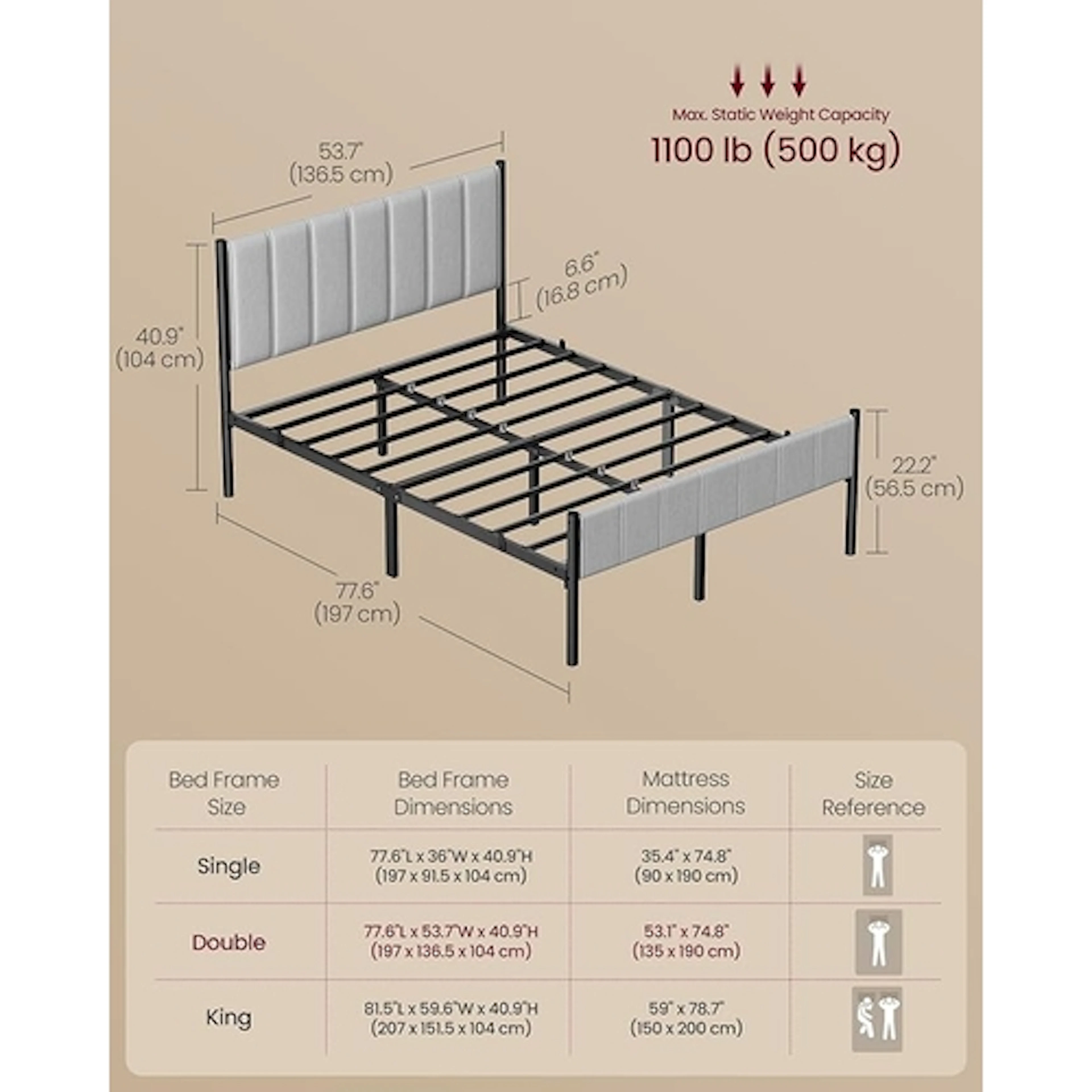 SONGMICS VASAGLE DOUBLE BED FRAME 1 box, SKU number: RMB976G...