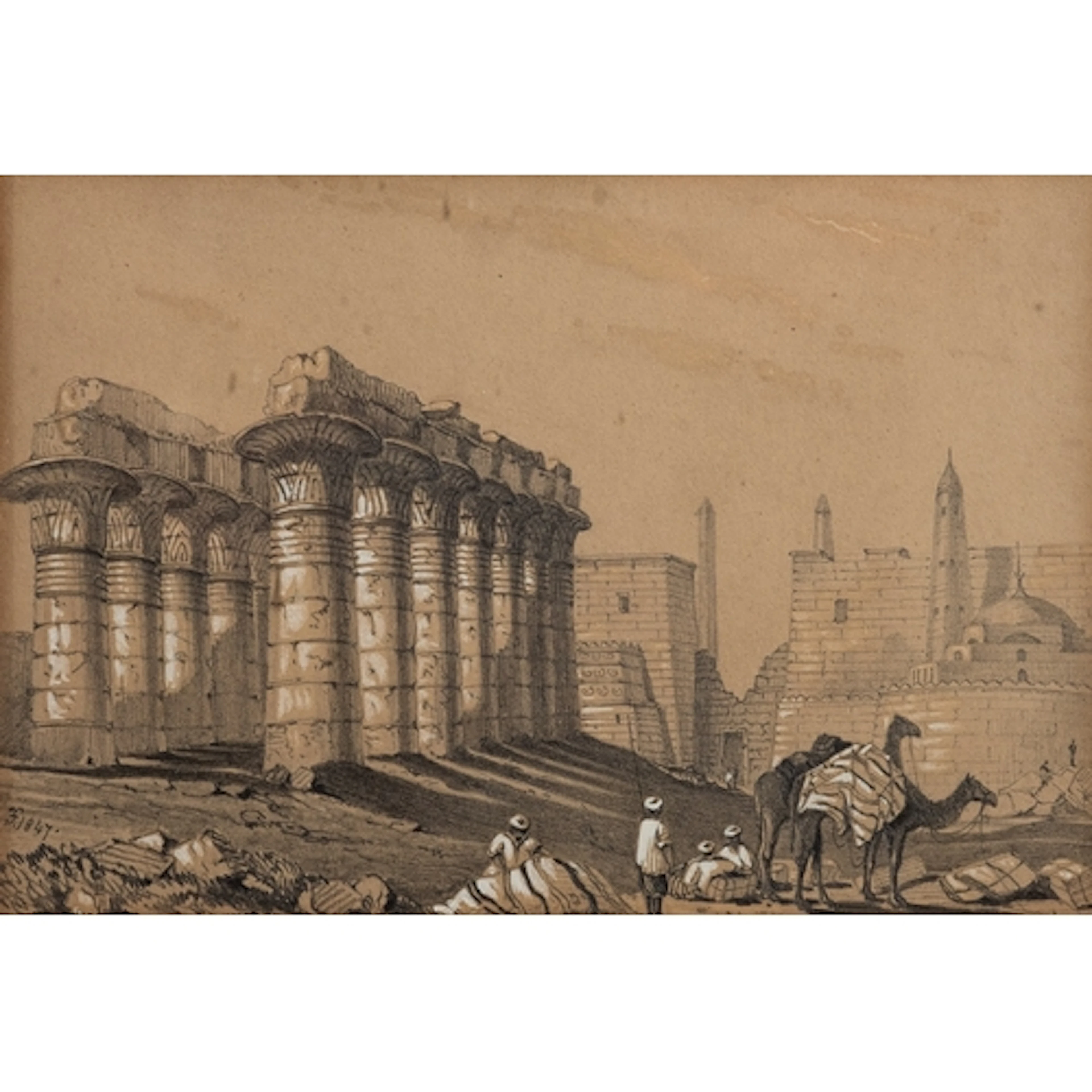 19th Century Orientalist school - Karnak Temple Ruins, Thebe...