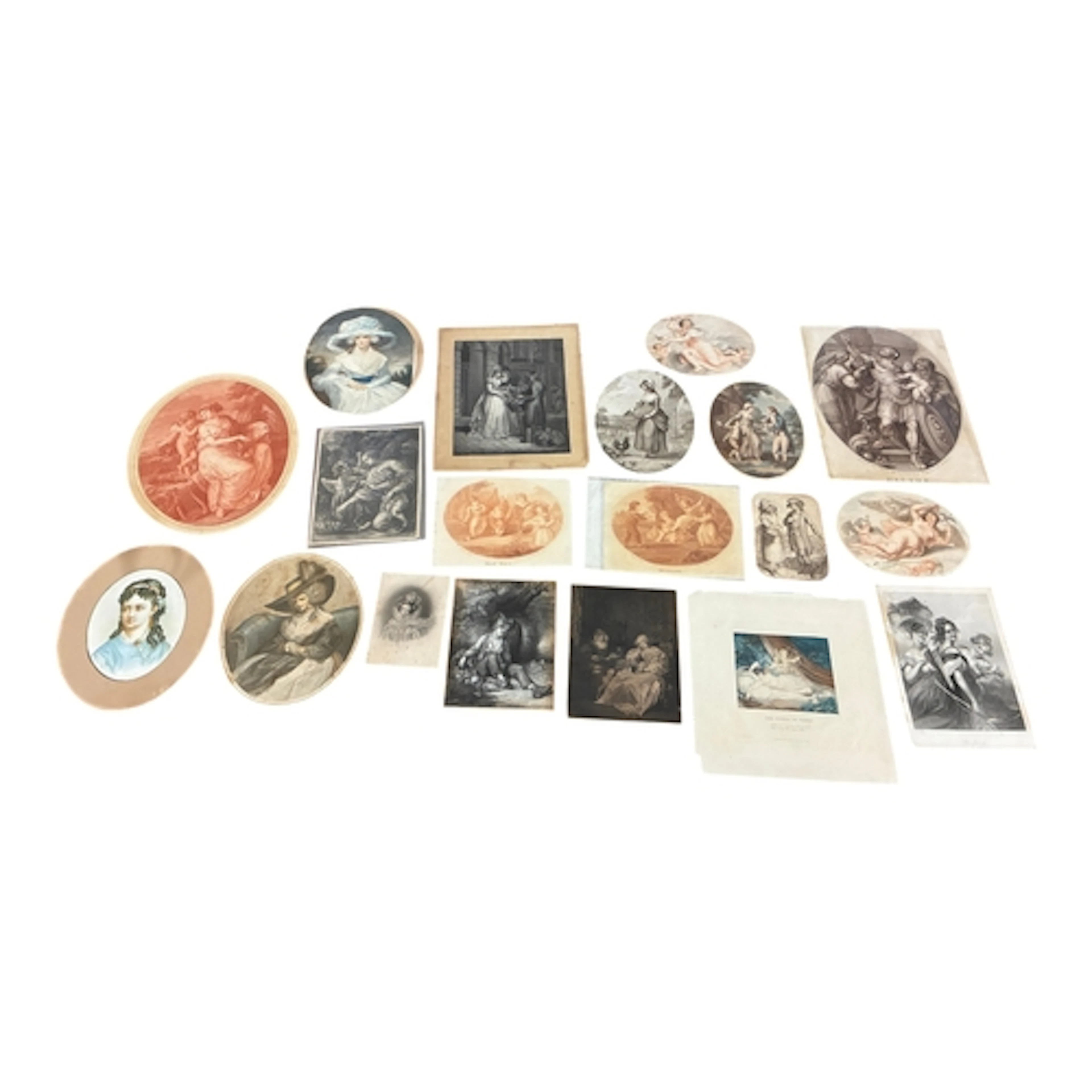 A collection of figurative stipple engravings, lithographs m...