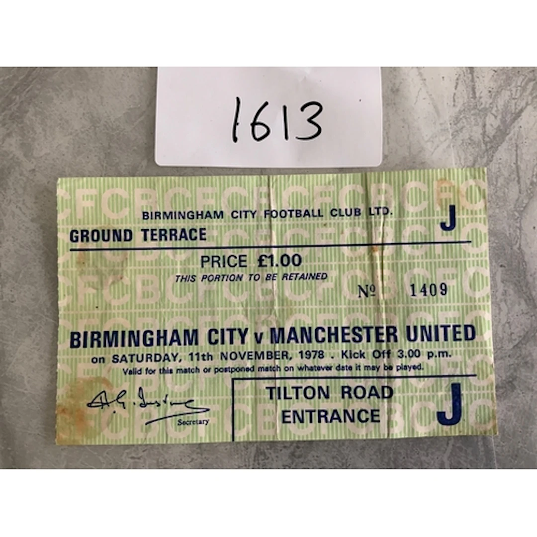 78/79 Birmingham City v Manchester United Football Ticket: L...
