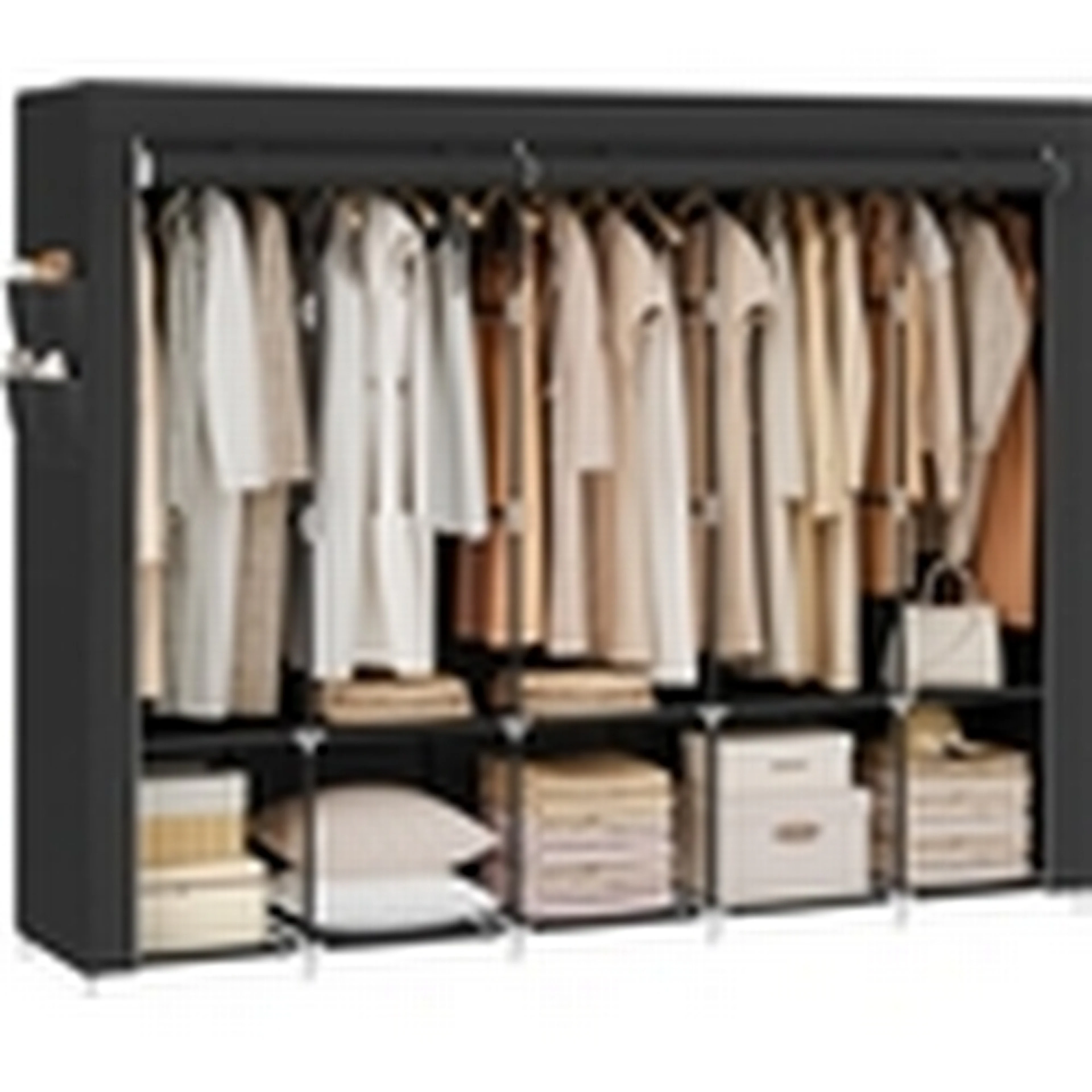 SONGMICS FABRIC WARDROBE Garment Organiser Rack with 5 Hangi...