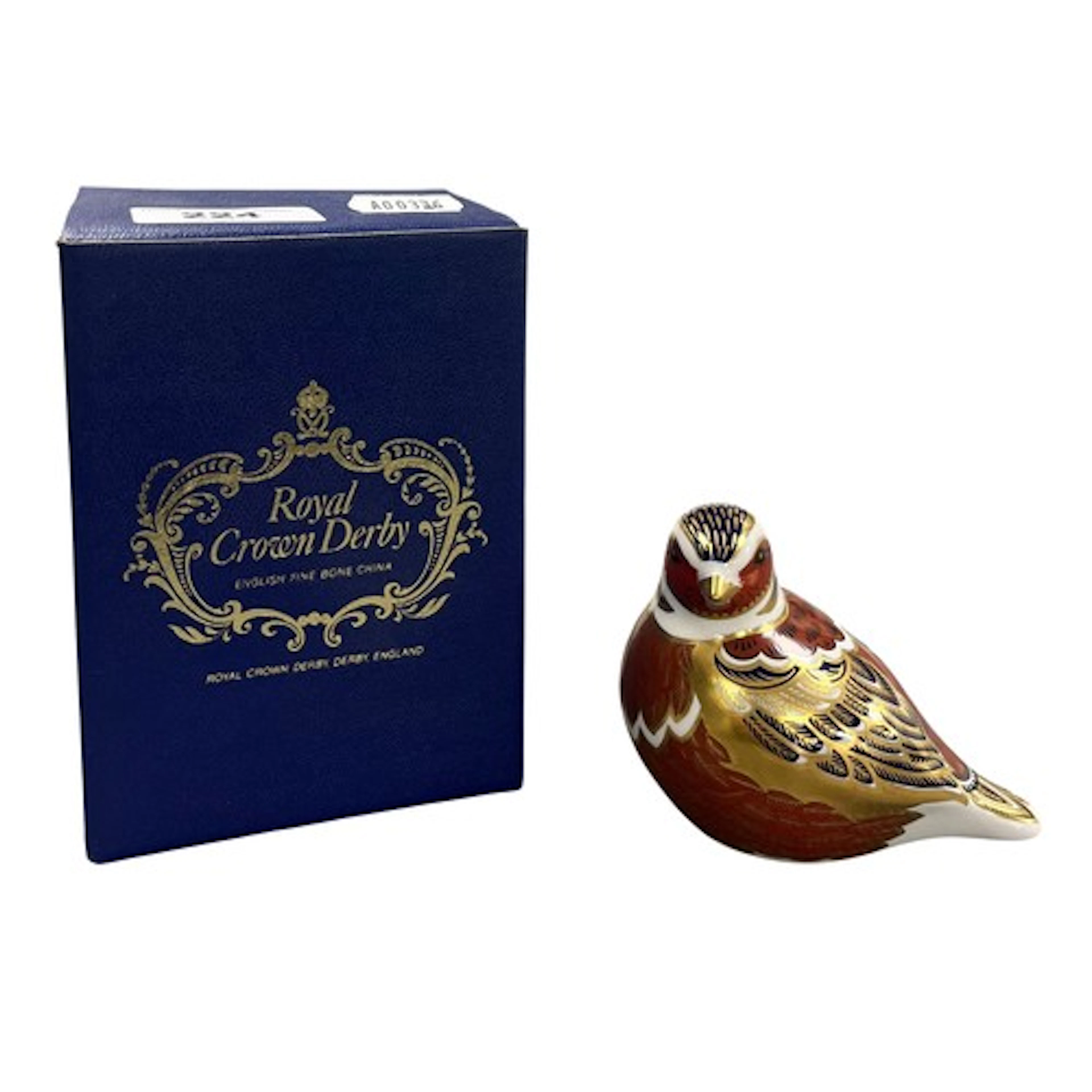 Royal Crown Derby Dove paperweight, gold button, boxed
