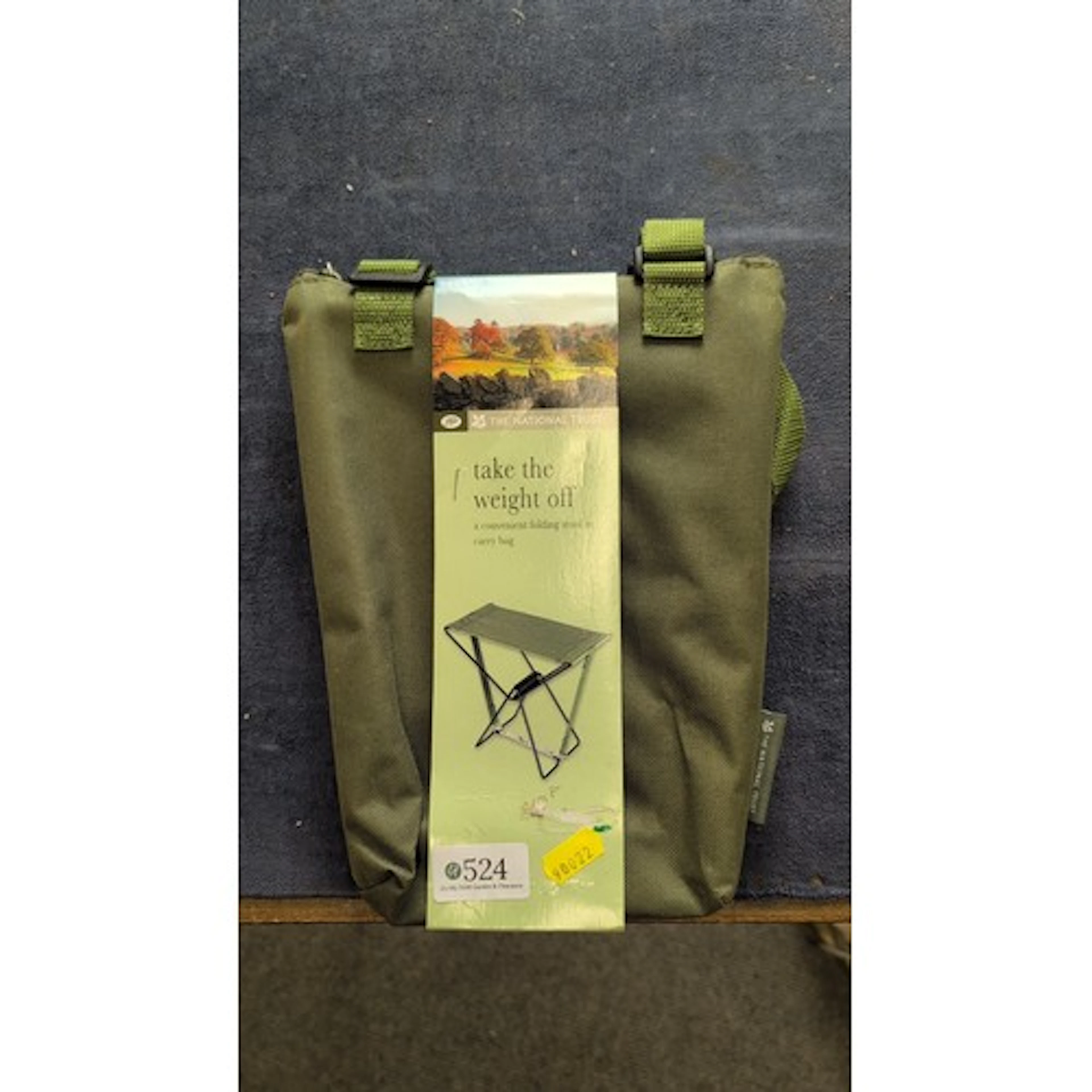 The National Trust portable folding stool, the canvas seat o...