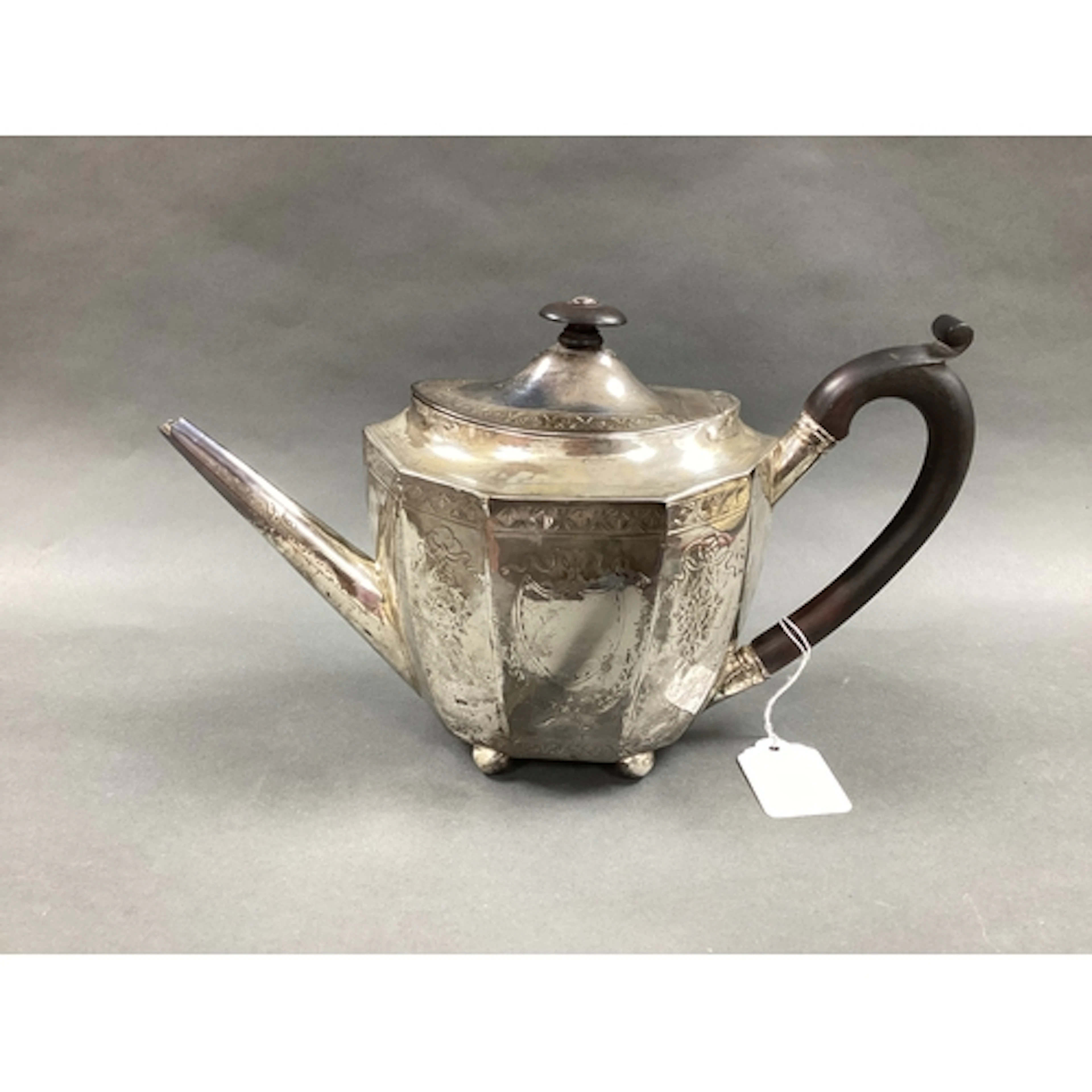 A Georgian Hallmarked Silver Teapot, George Smith & Thomas H...