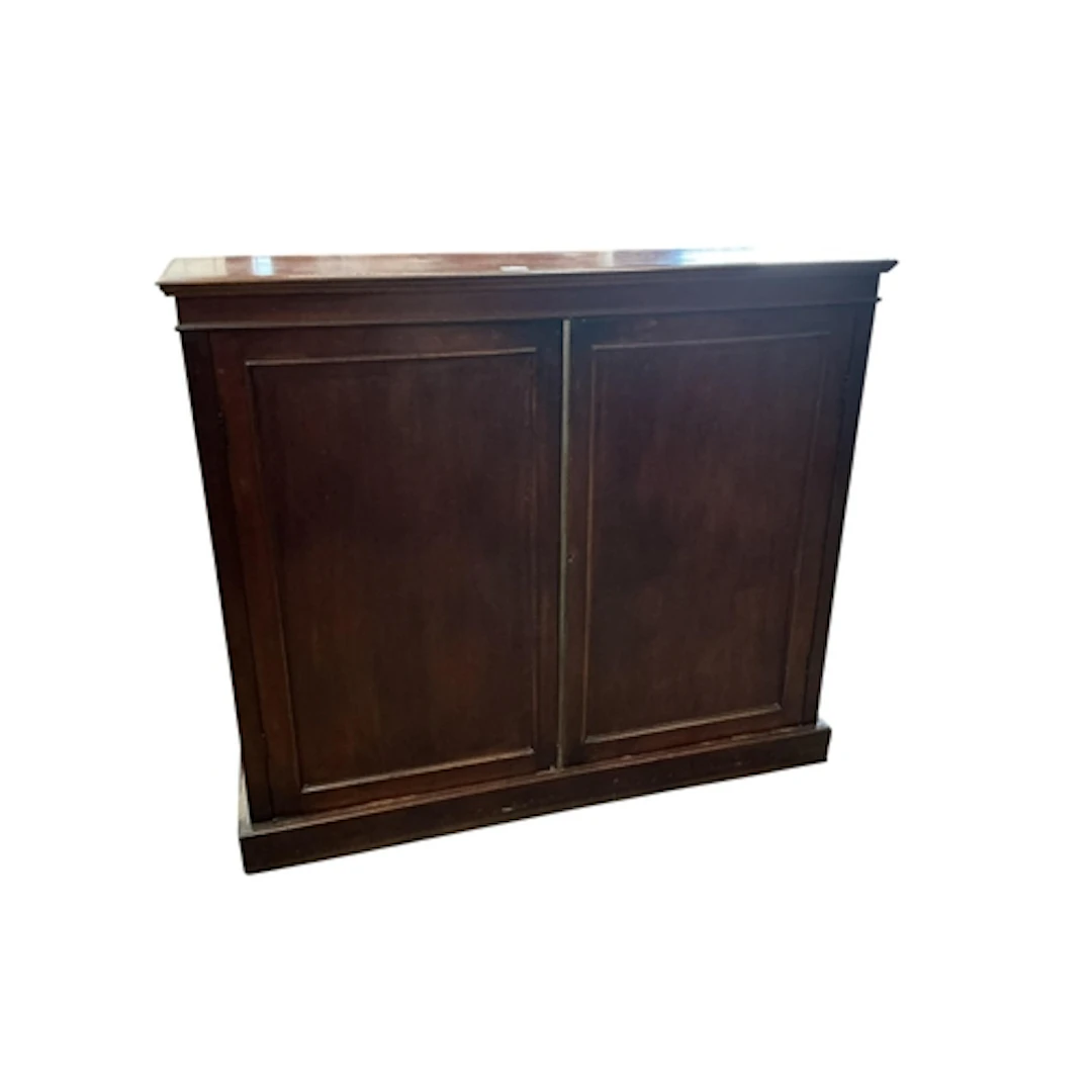 A George III mahogany two door side cabinet, width 122cm, de...