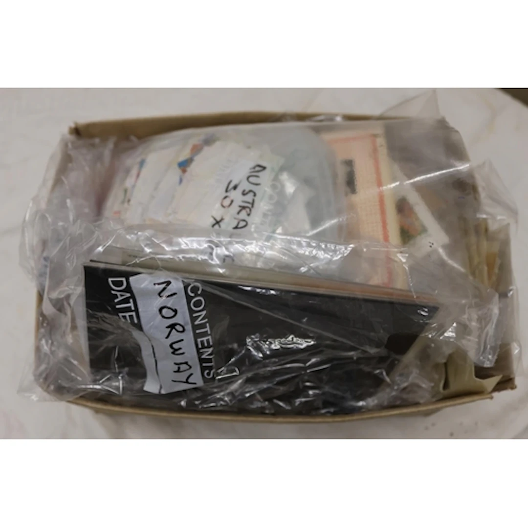 20th century used stamp collection sorted into bags by count...