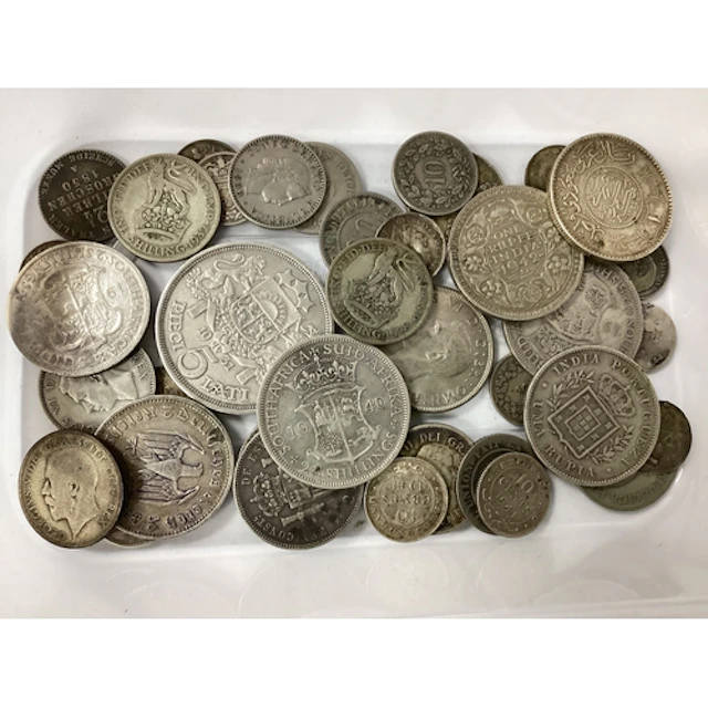 Collection Of GB And World Silver Coins, includes a 1931 Lat...