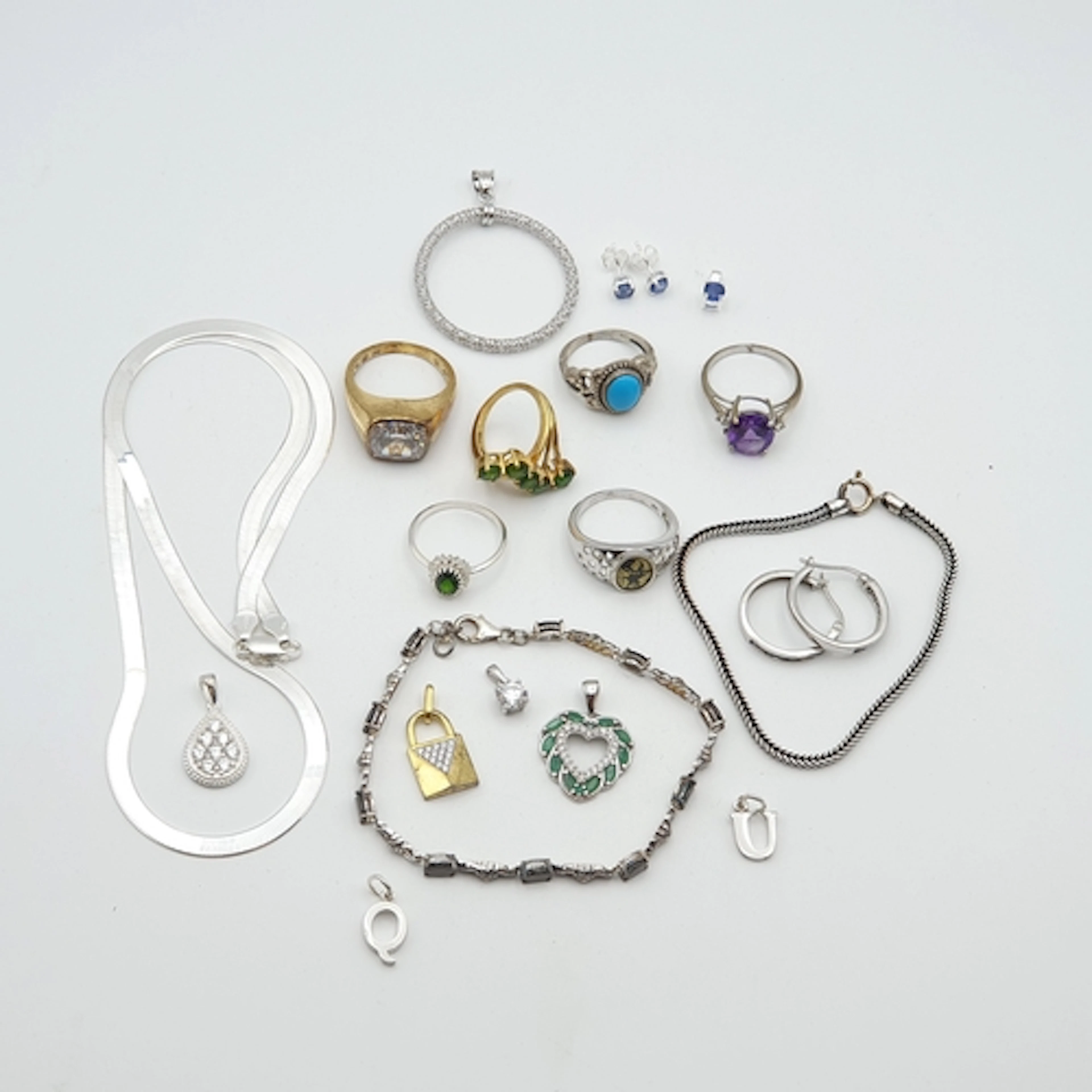 Small collection of Dress Rings stamped 925 set various ston...