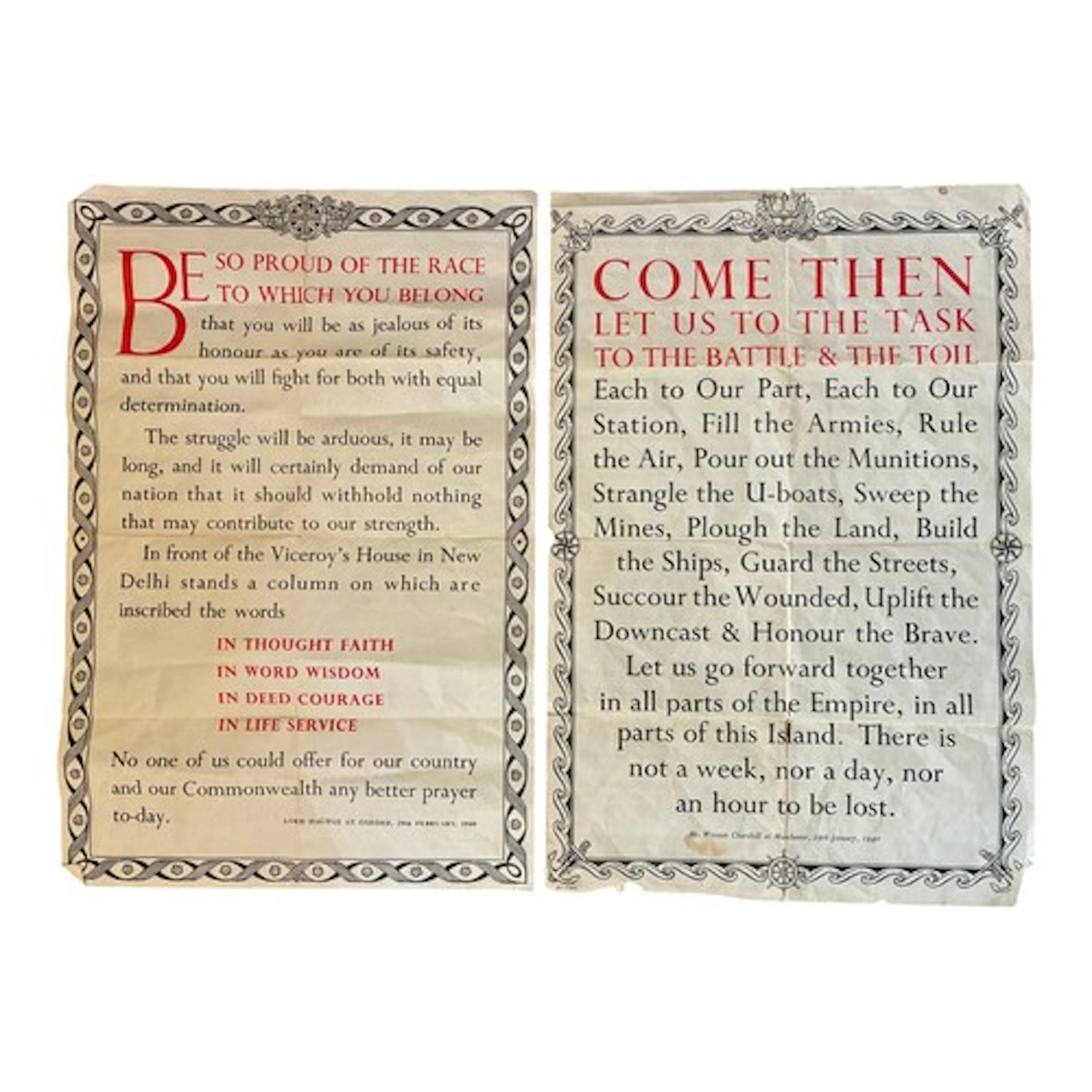 Two British World War II Posters - Winston Churchill: 'COME ...