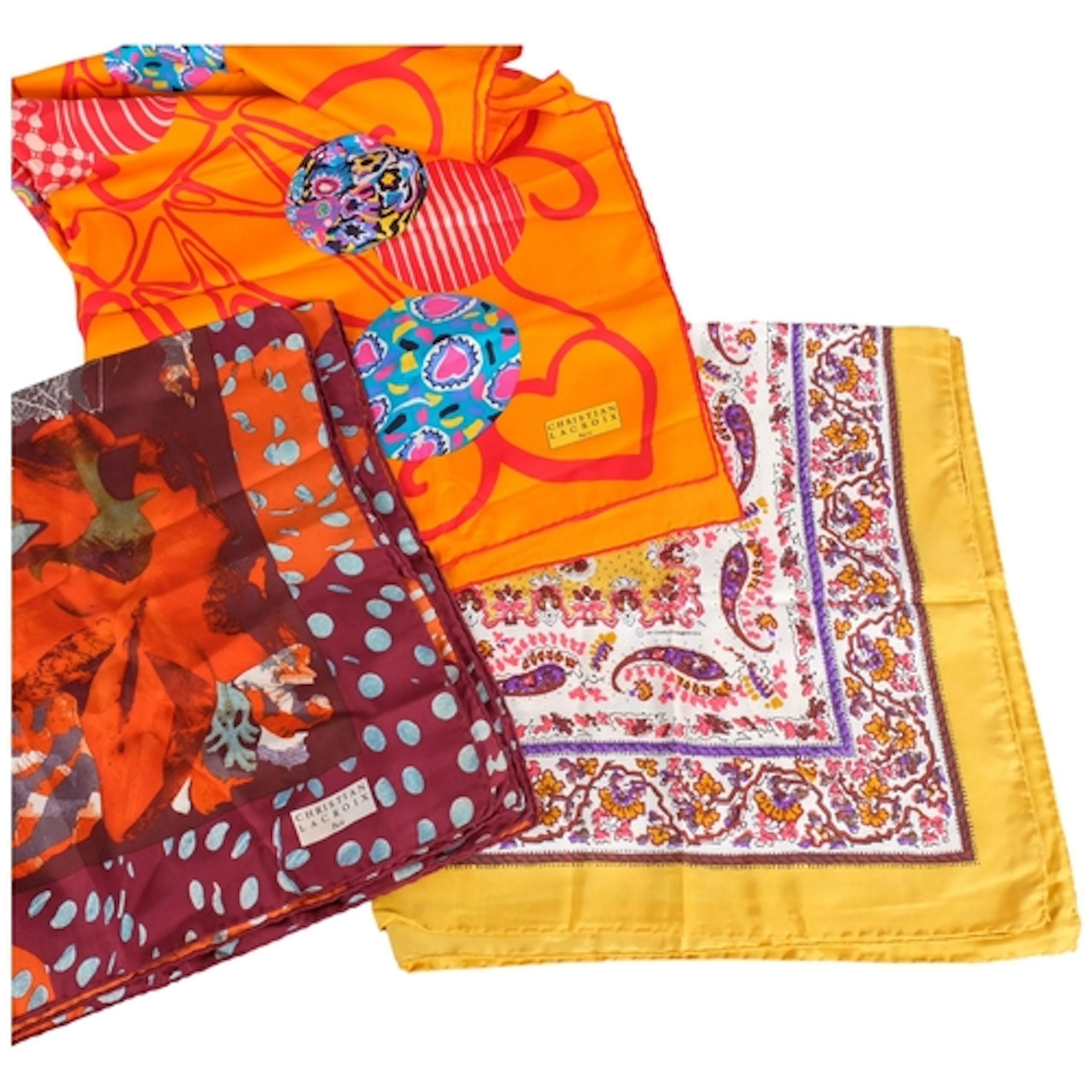 2 Christian Lacroix, Paris, silk scarves together with a Sou...