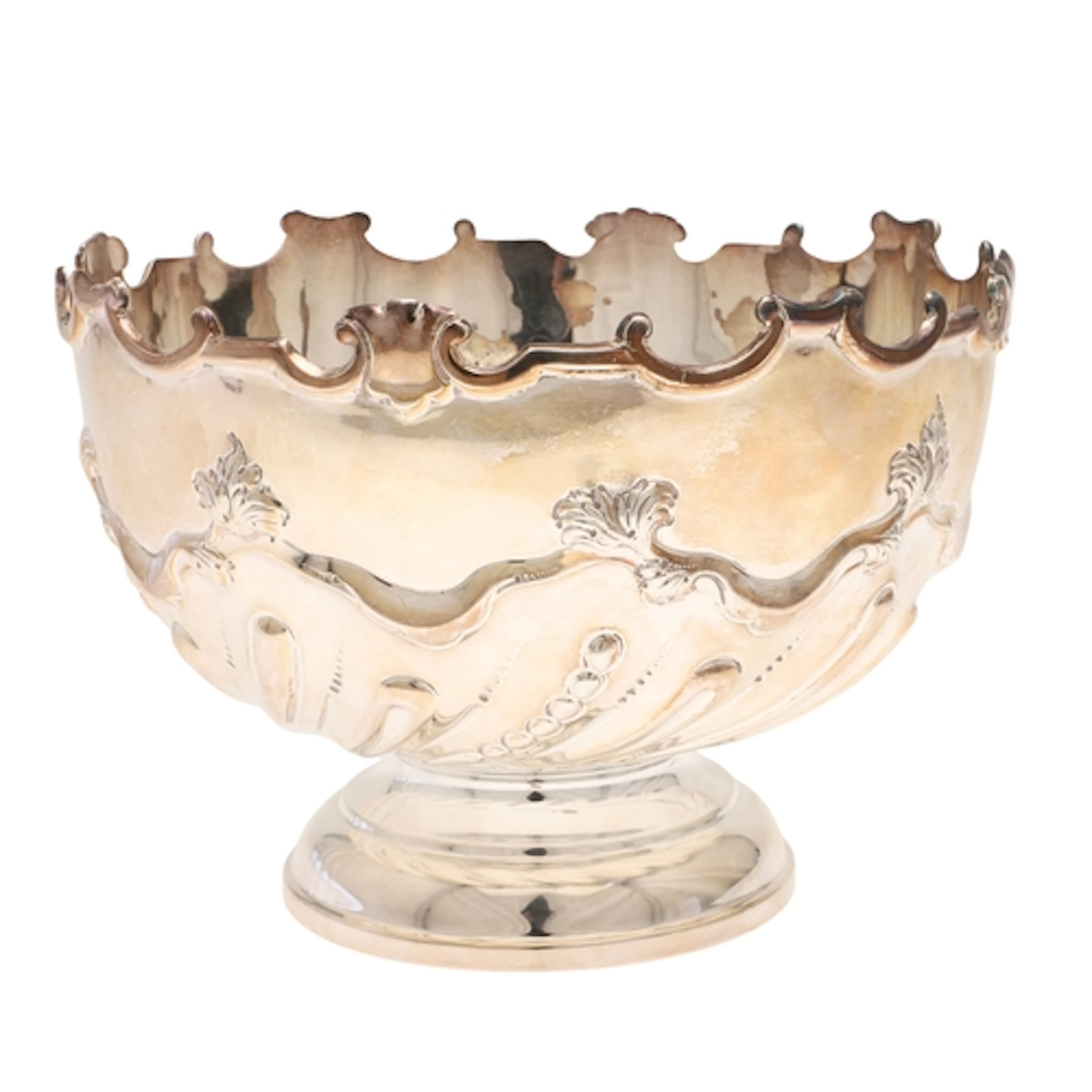 A LATE VICTORIAN SILVER ROSE BOWL. With repousse decoration ...