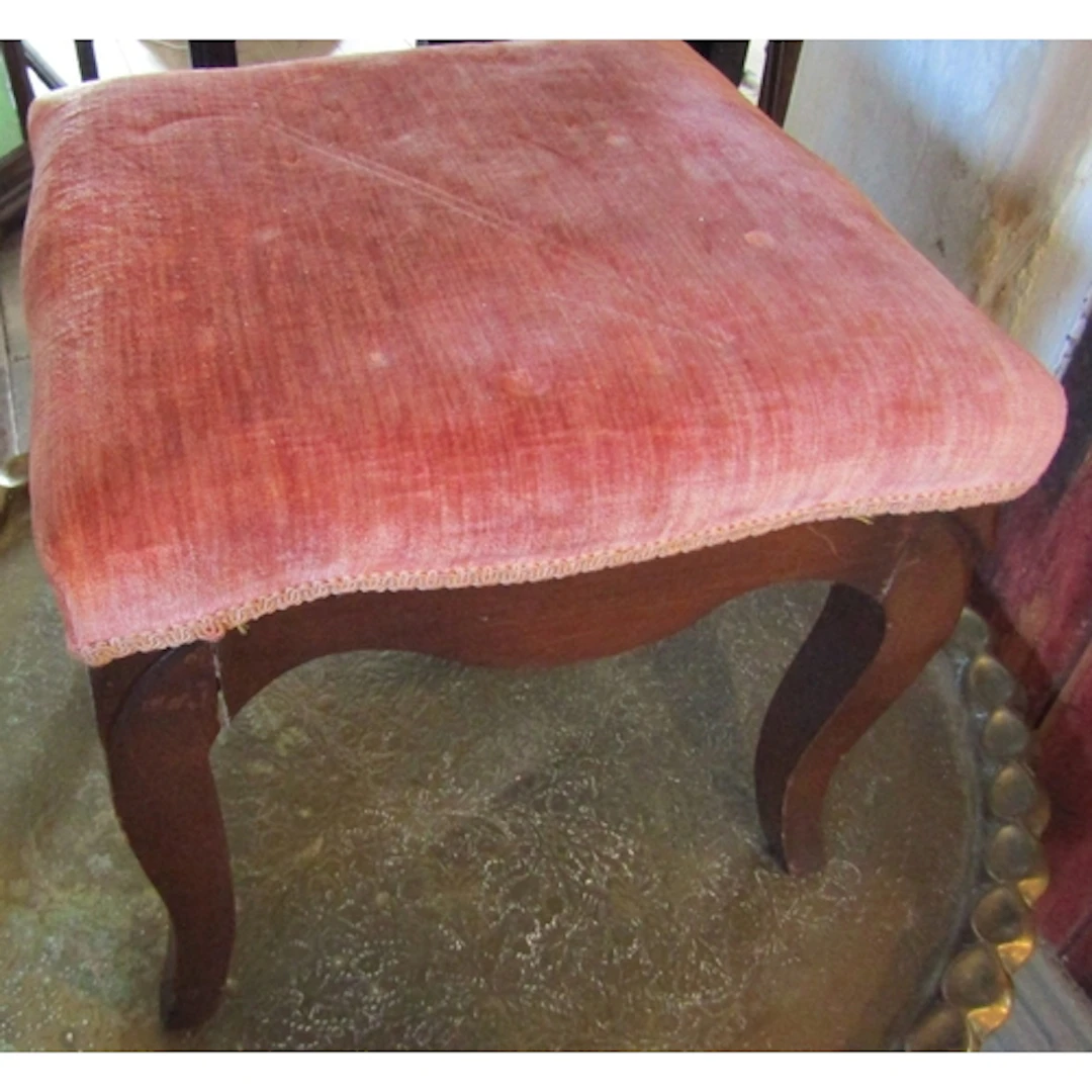 Antique Walnut Framed Upholstered Square Form Foot Stool App...