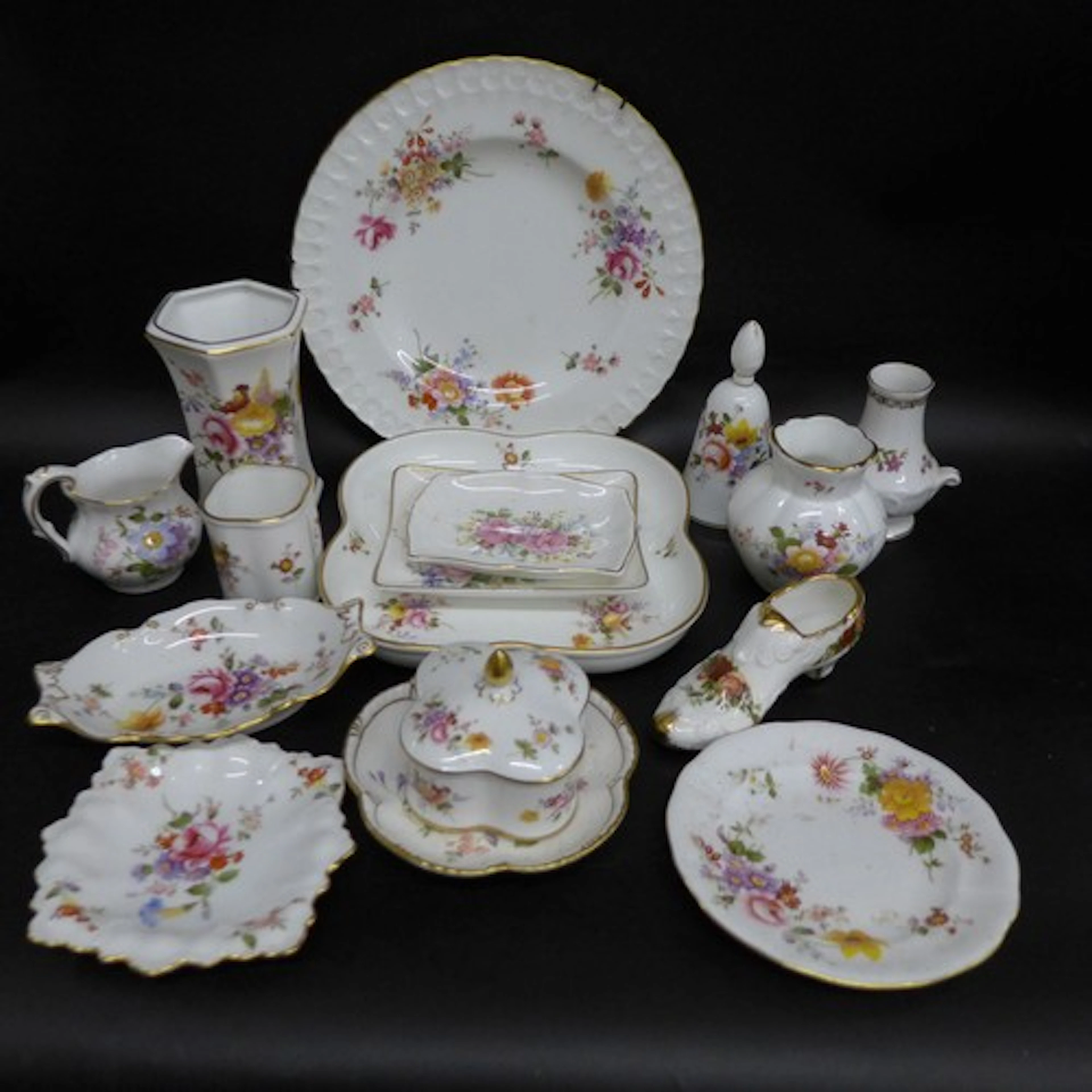 A quantity of Royal Crown Derby, Derby Posies items, pin dis...