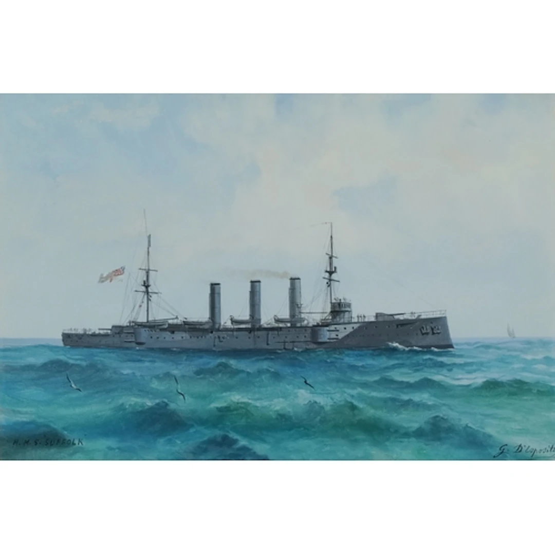 G D'Esposito - Naval interest HMS Suffolk, 19th/20th century...