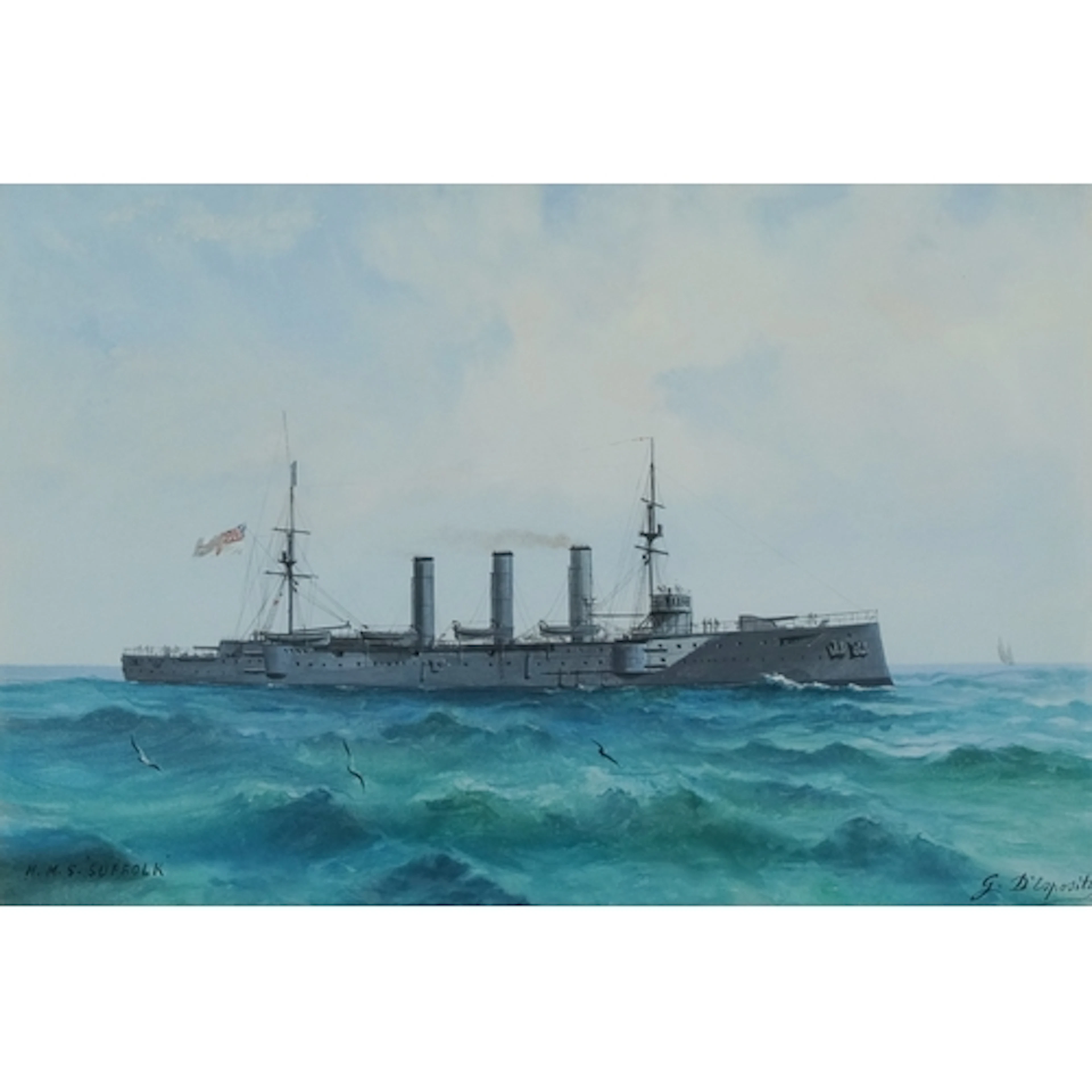 G D'Esposito - Naval interest HMS Suffolk, 19th/20th century...