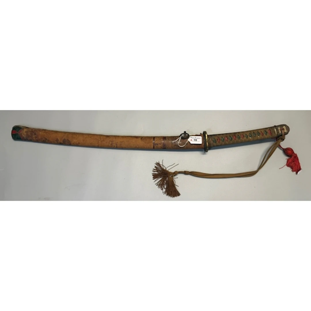 Japanese Katana in shin guntō-style mounts, with red and gre...