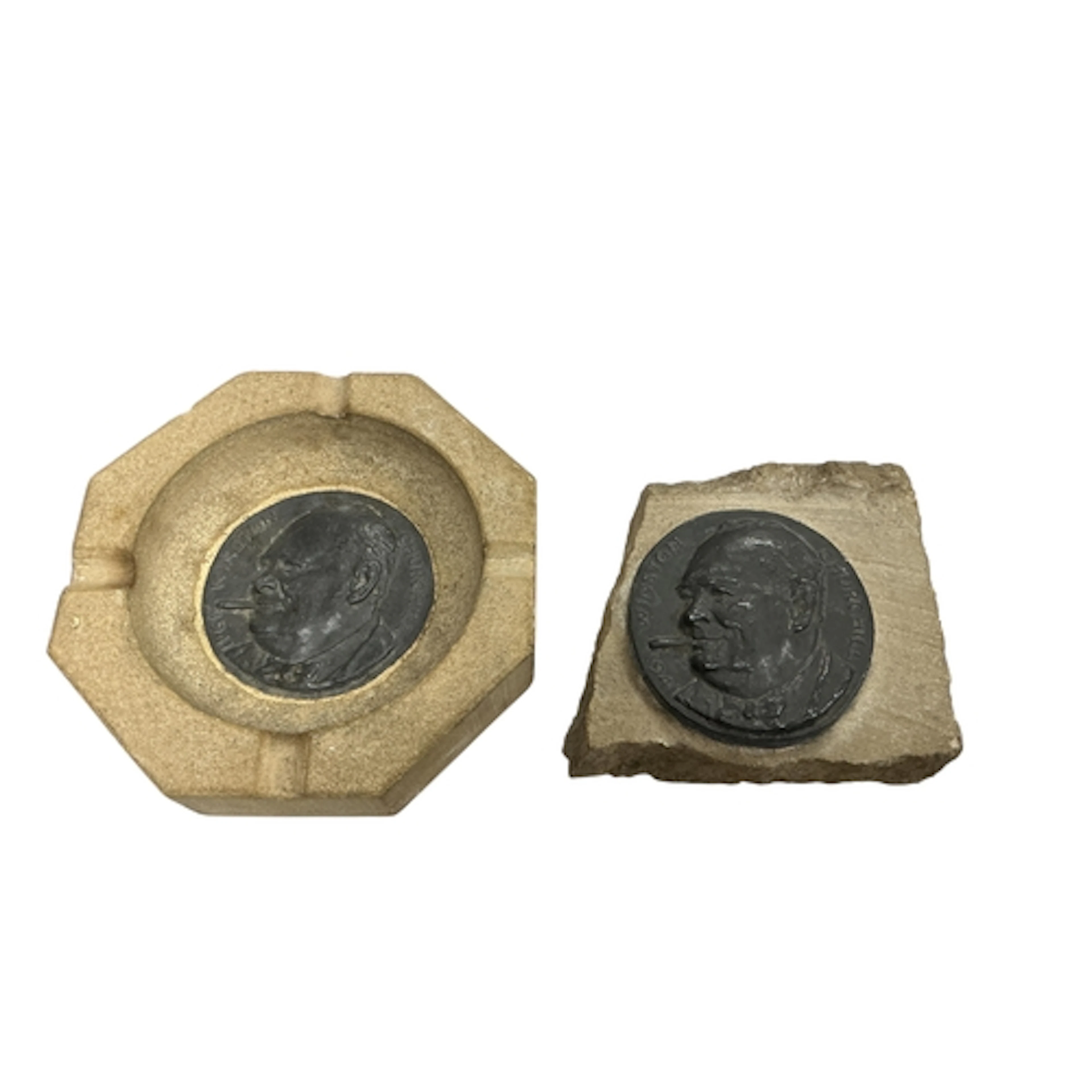 A Winston Churchill Medallion Houses of parliament ashtray a...