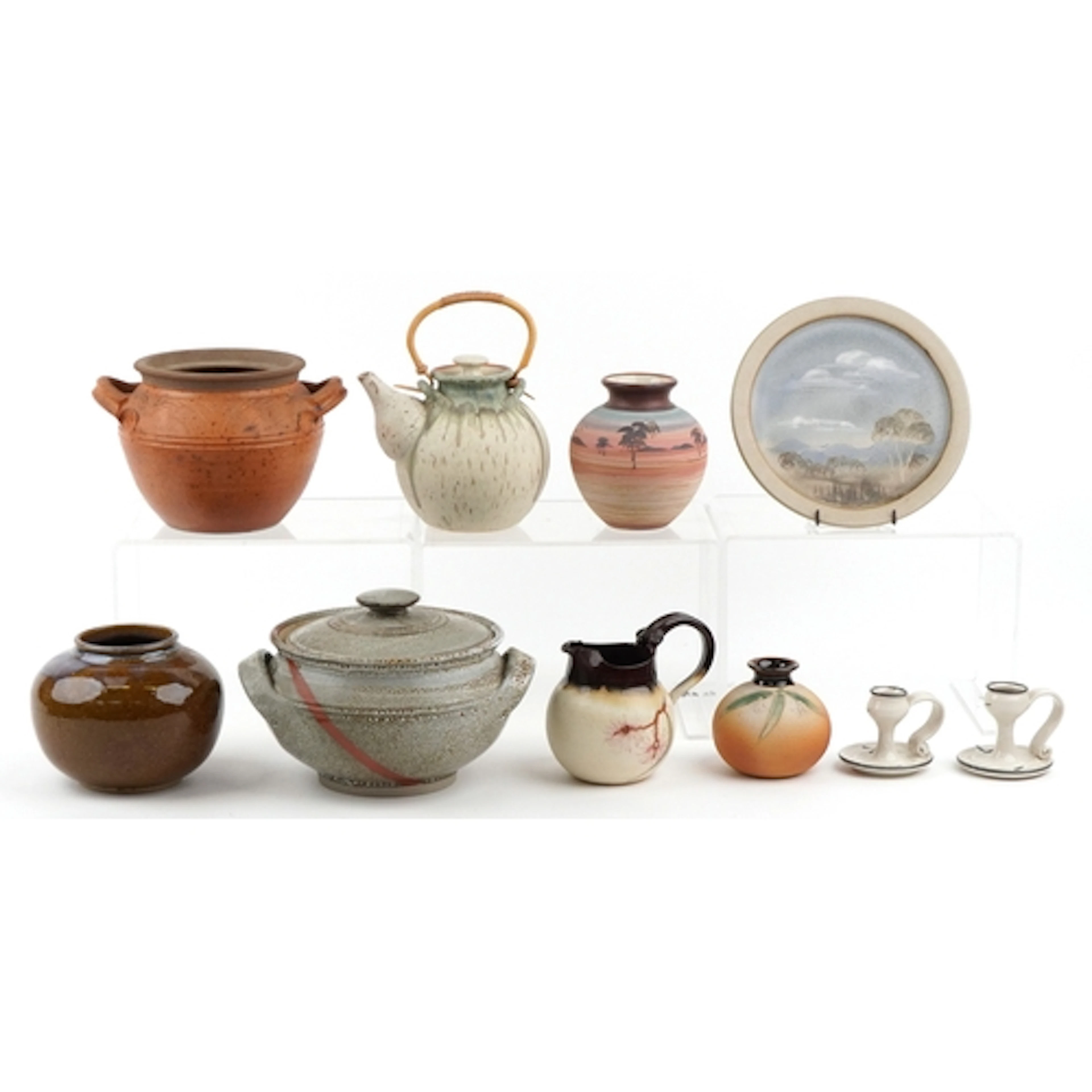 Studio pottery, some signed, including lidded tureen, vases ...
