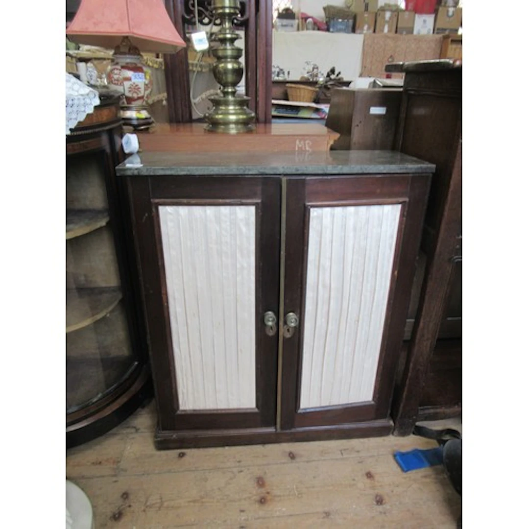 A 19th century marble top cabinet width 31ins , depth 11ins ...