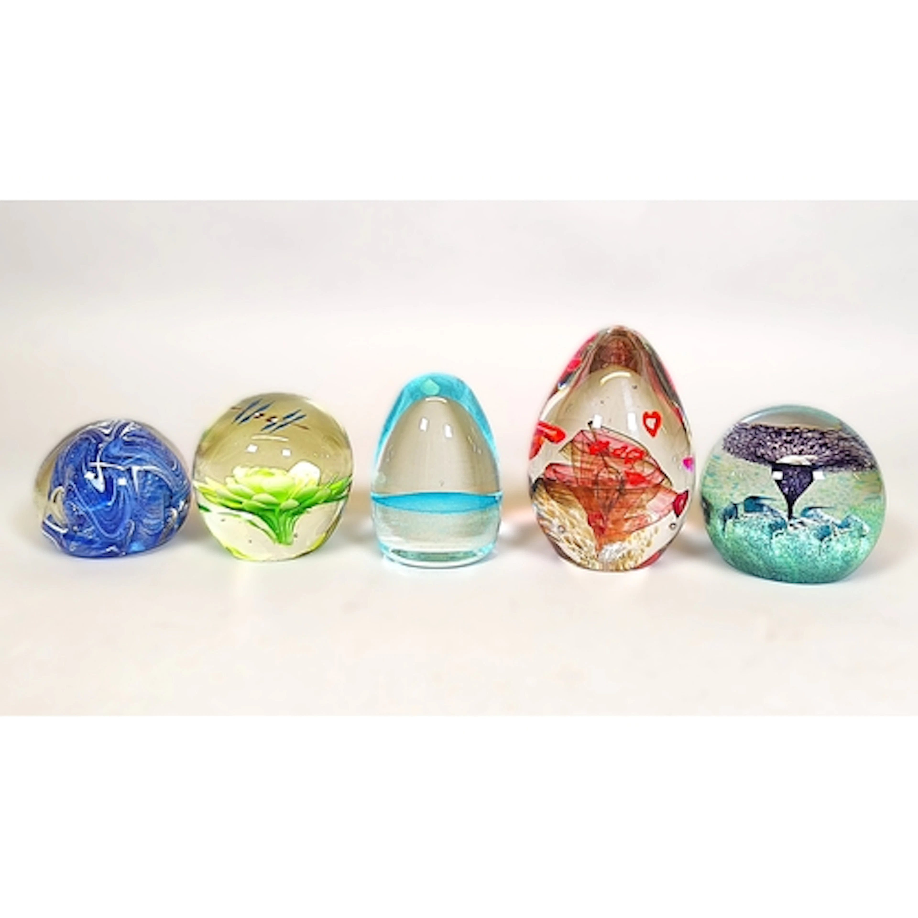 Five Scottish art glass paperweights to include examples by ...
