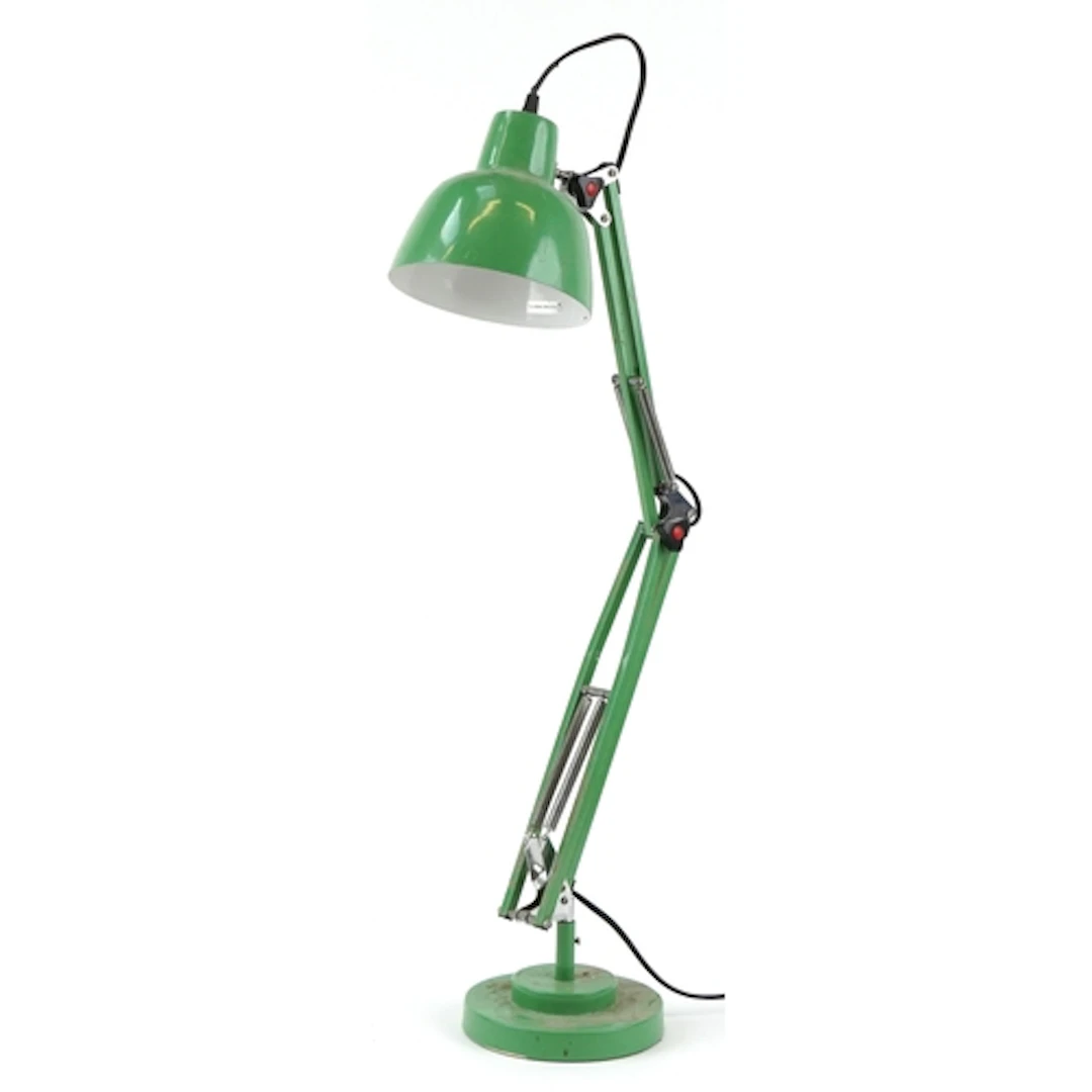Vintage green enamel Anglepoise table lamp, 80cm high extend...