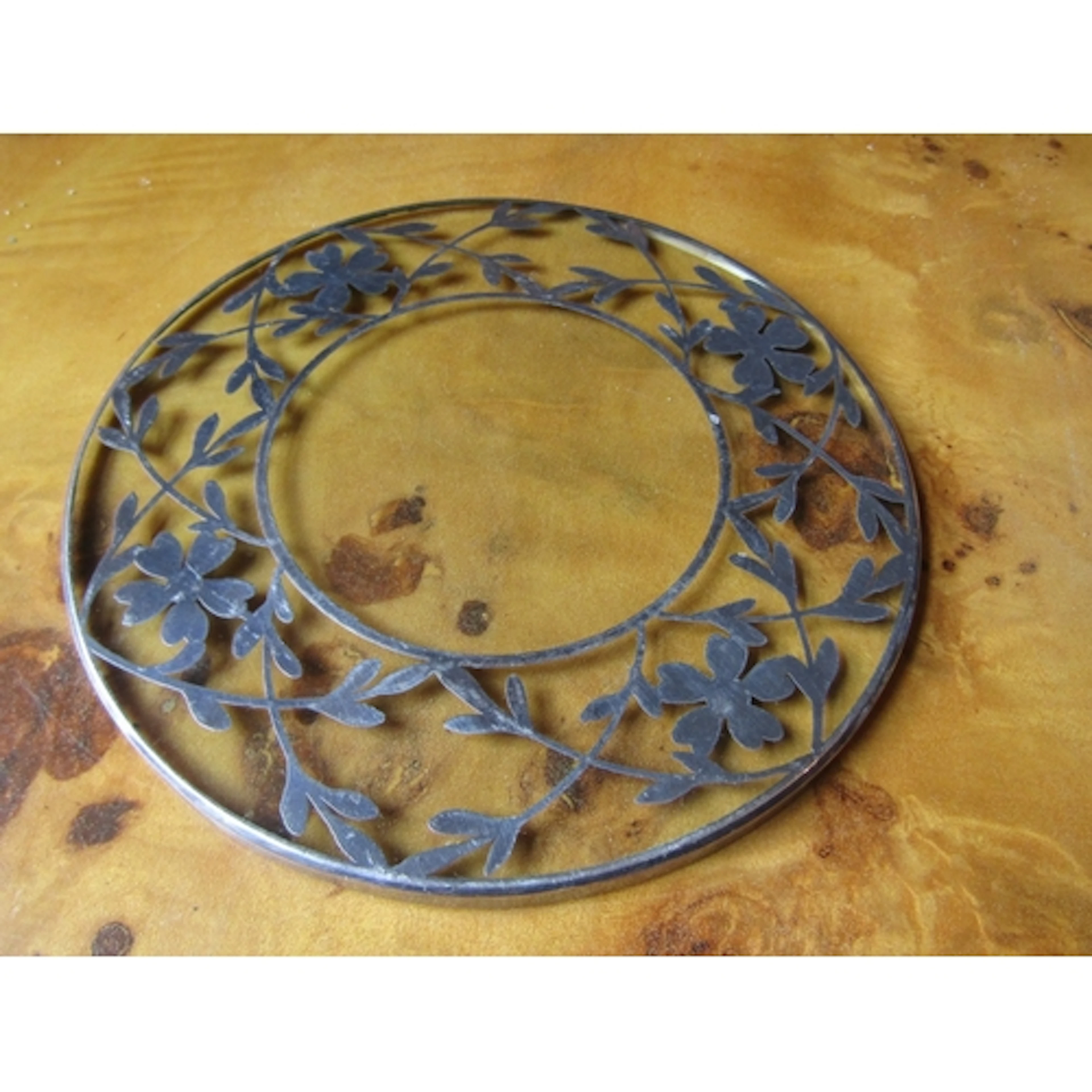Silver Overlay Crystal Table Rest Approximately 9 Inches Dia...