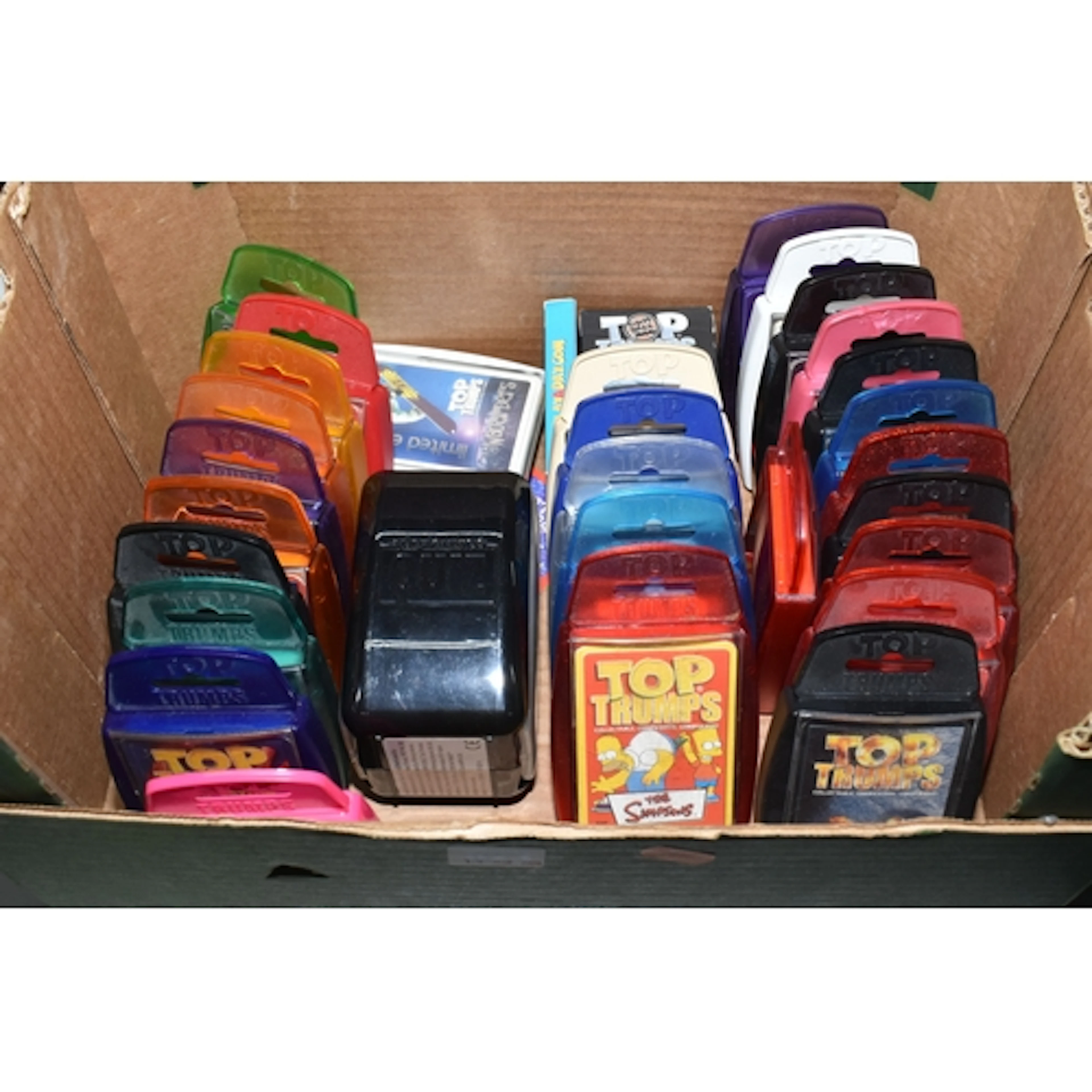 A BOX CONTAINING THIRTY FIVE SETS OF 'TOP TRUMPS' CARDS to i...