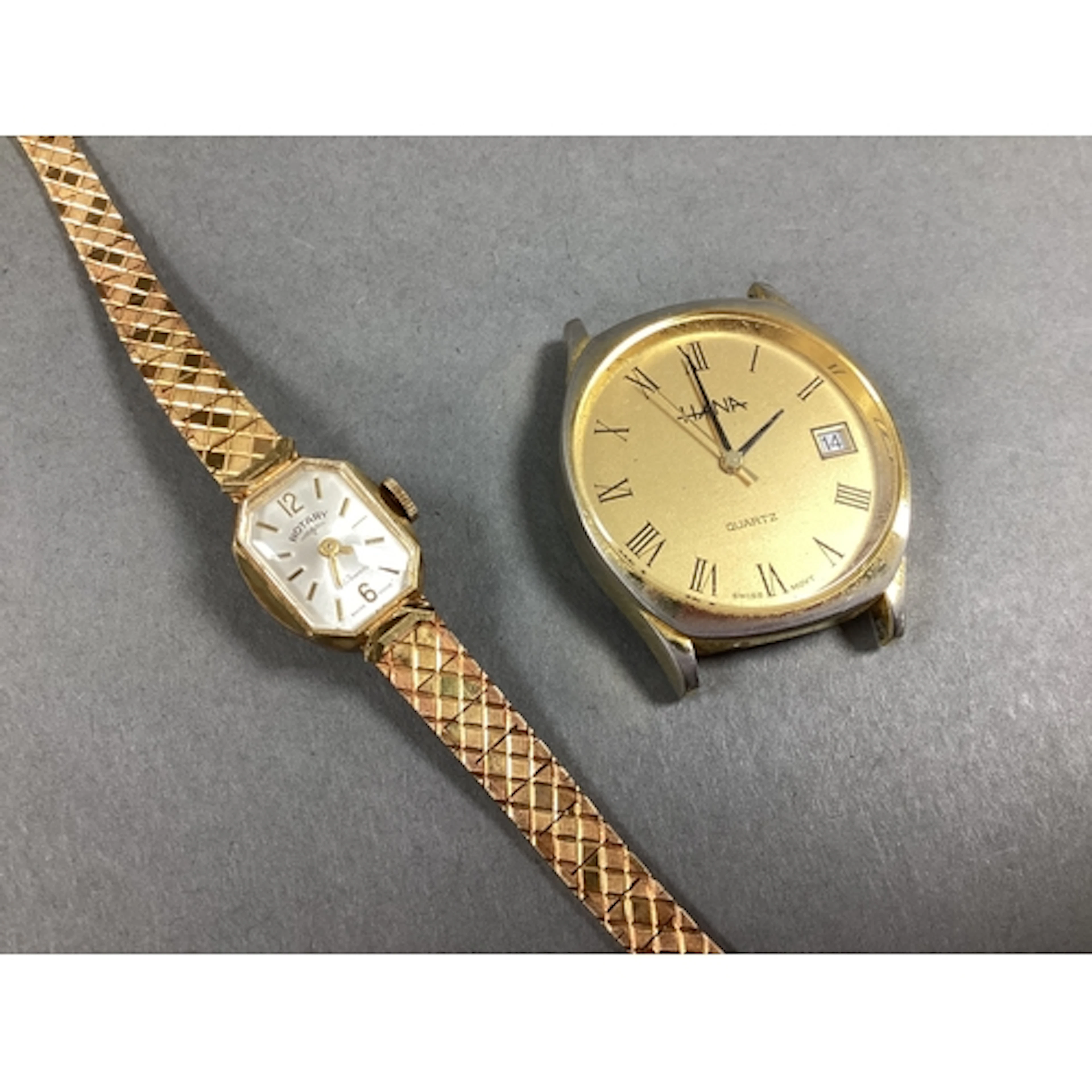 Rotary; A 9ct Gold Cased Ladies Wristwatch, the rectangular ...