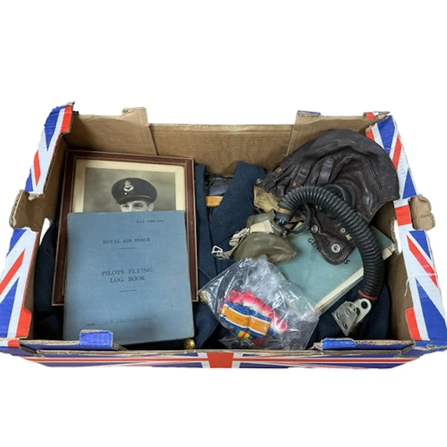 A 1950s RAF archive, including a leather flying helmet, jack...