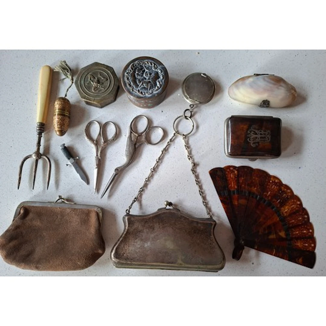 Victorian and later ladies accessories to include a silver t...
