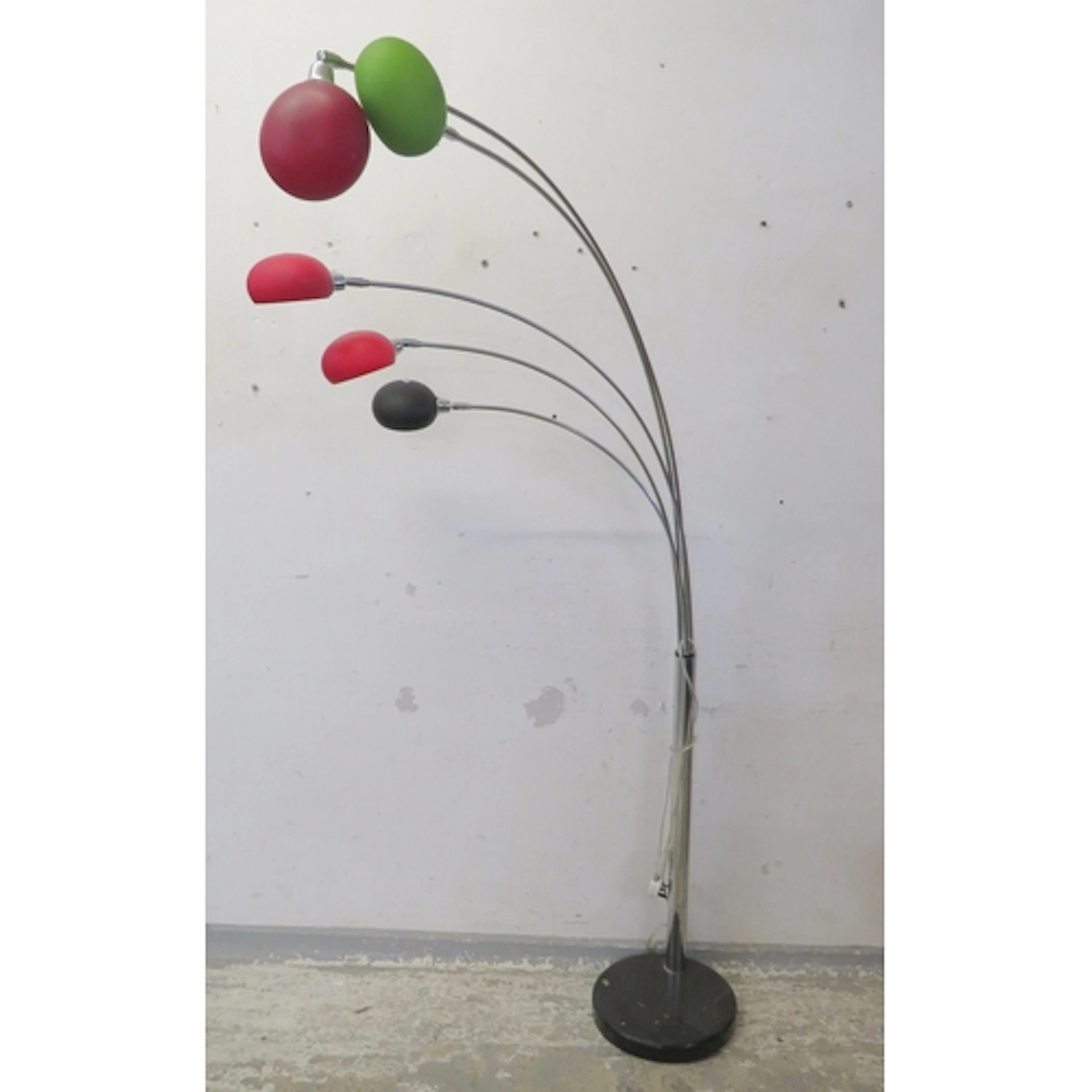 5 Arm Floor Lamp with heavy circular marble base, multicolou...