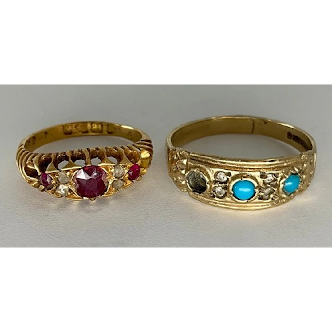 A Victorian rose cut diamond and pink ruby ring, 18ct gold s...