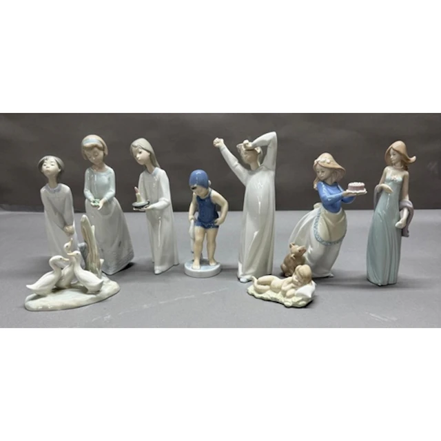 A selection of Lladro and NAO figures to include geese and y...