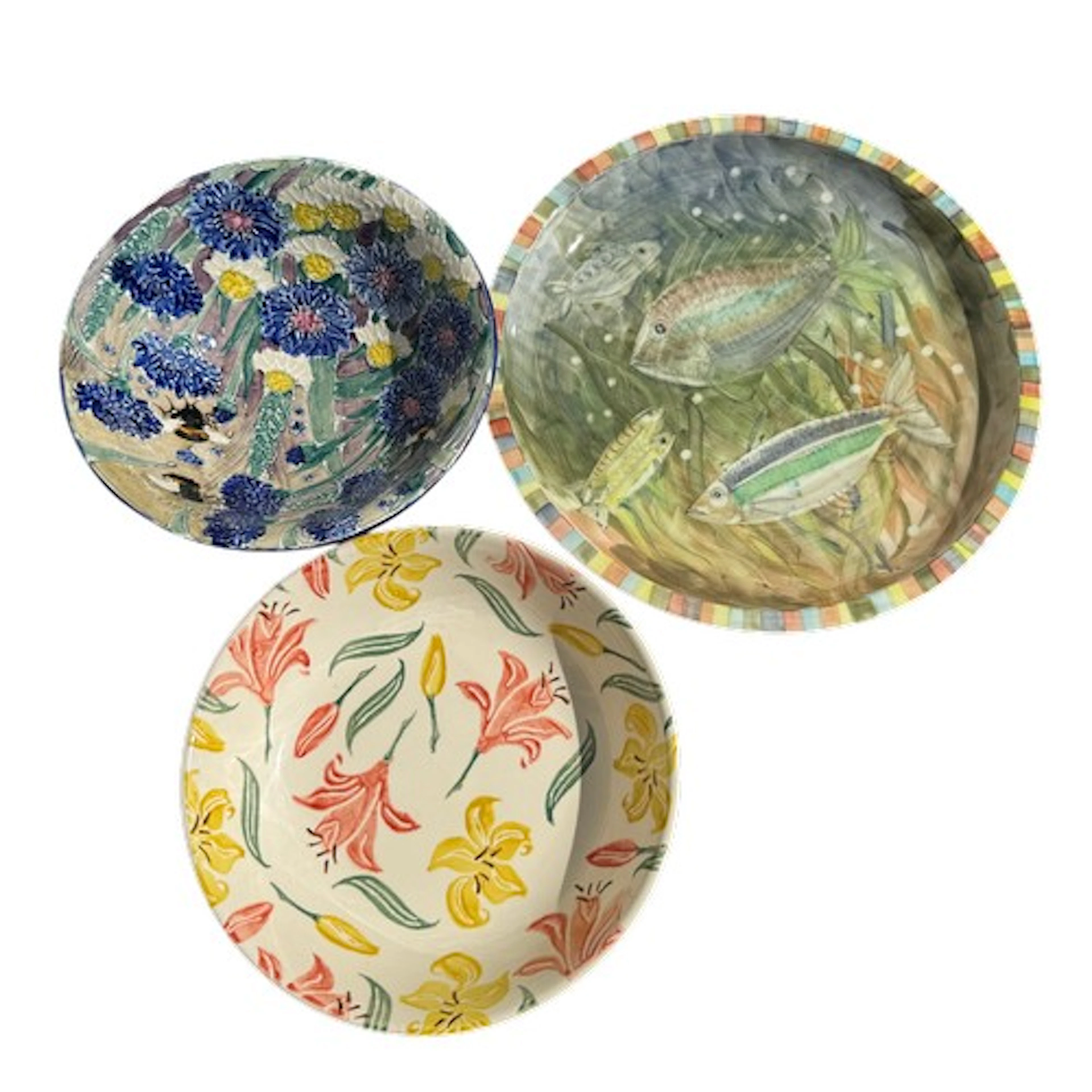 Three pieces of studio pottery to include Jersey Pottery cha...