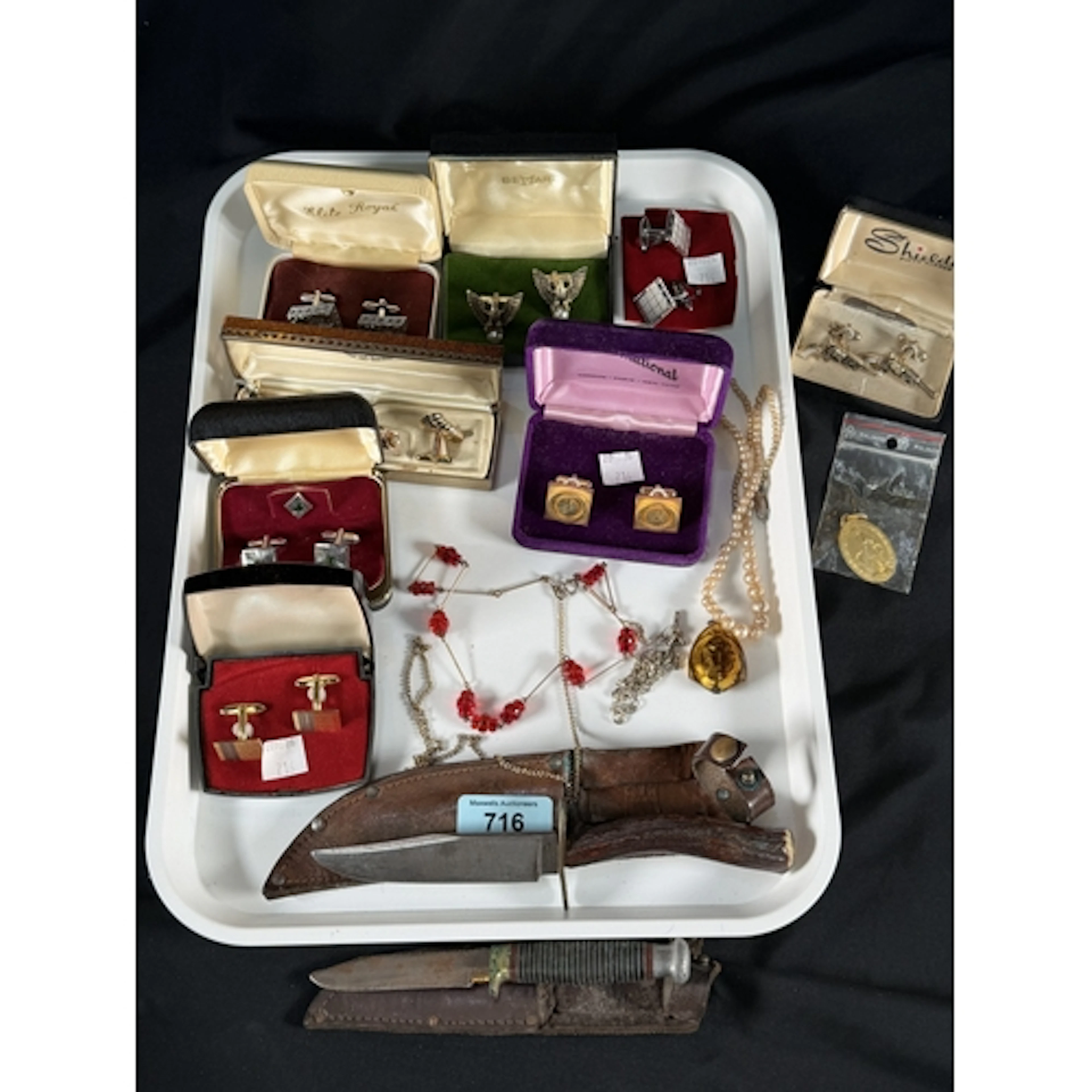 A collection of boxed and loose gents cufflinks and costume ...