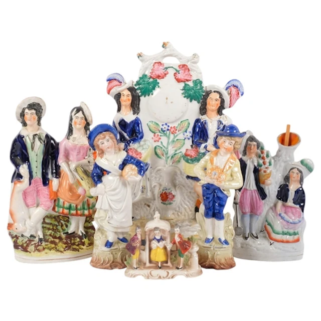 A collection of various Antique Staffordshire figural groups...